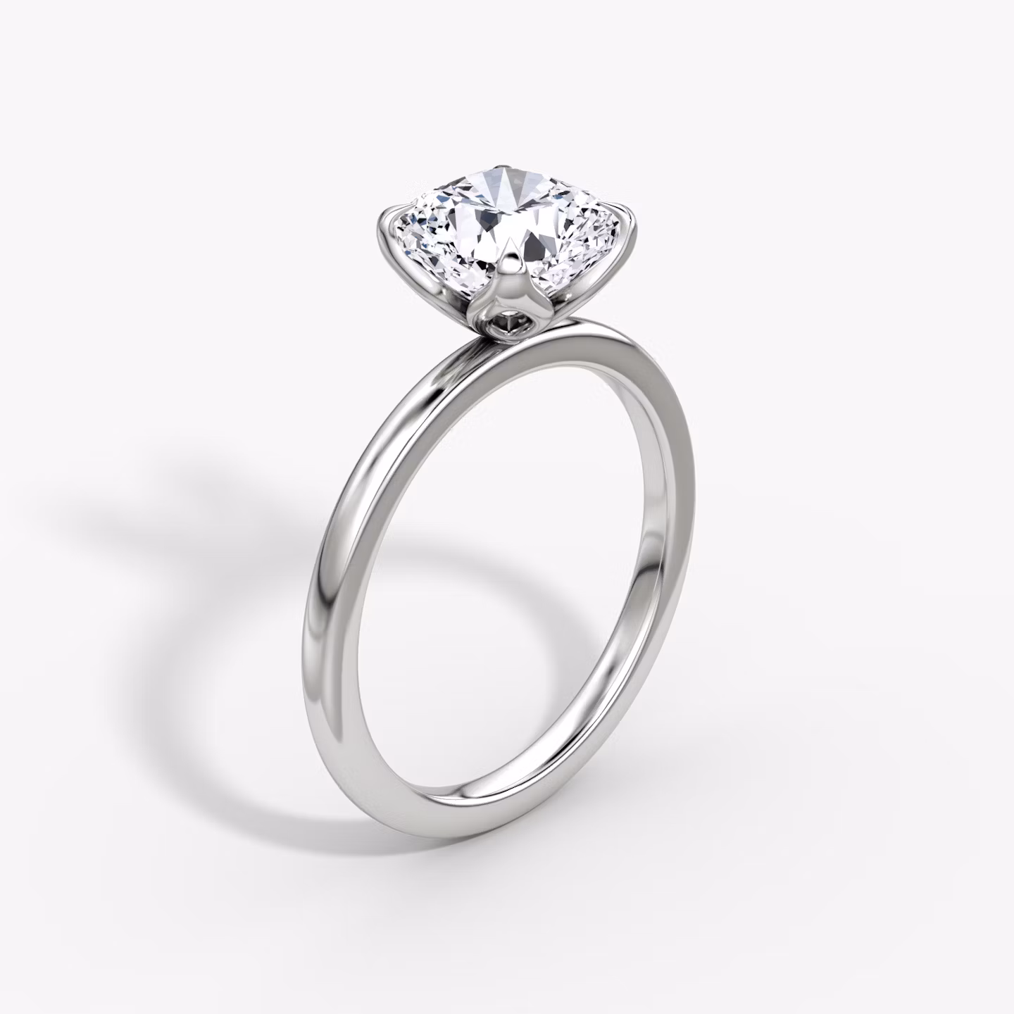 The Classic Petal | Cushion | 18k | White Gold | bandAccent: Plain | diamondOrientation: vertical | caratWeight: other