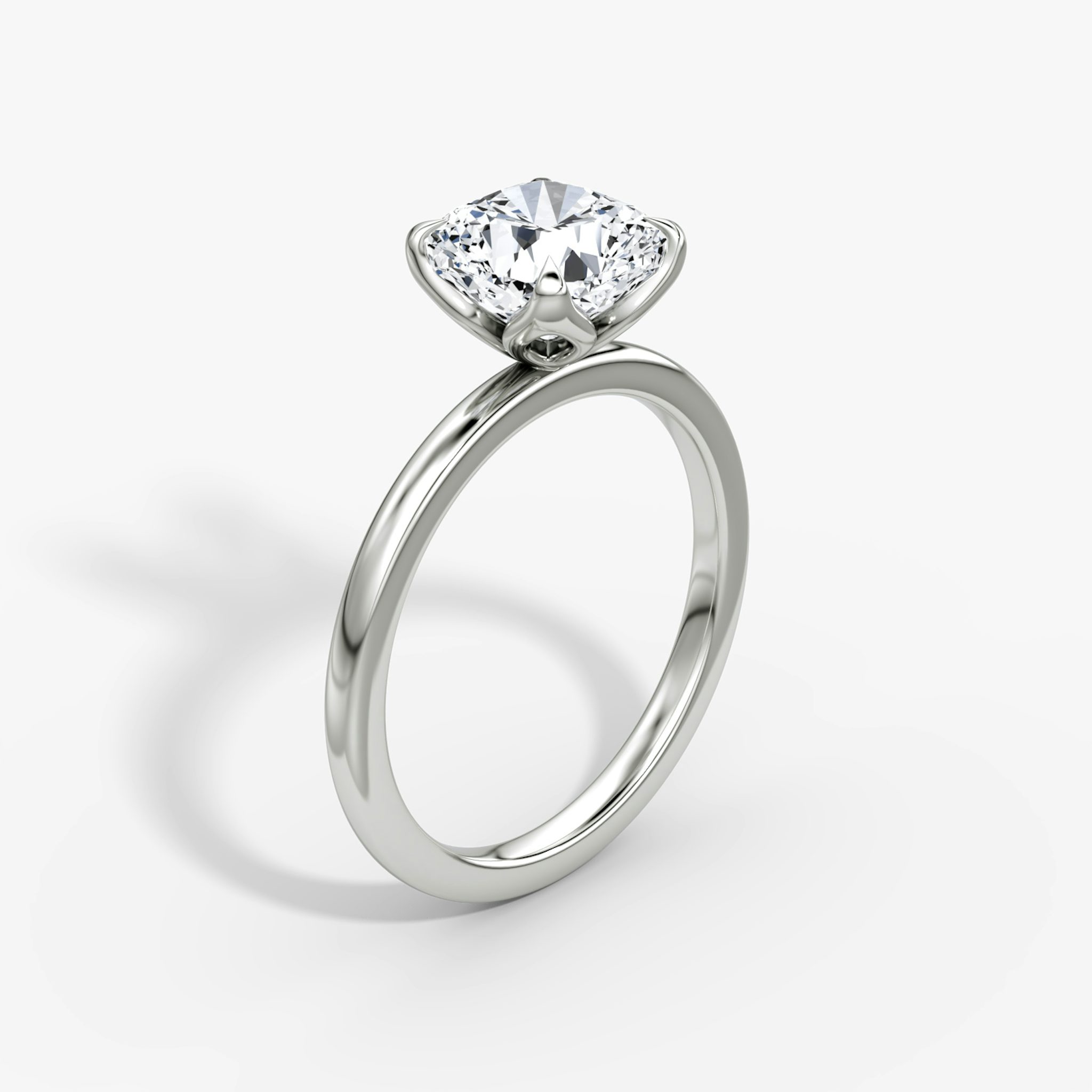 The Classic Petal | Cushion | Platinum | bandAccent: Plain | diamondOrientation: vertical | caratWeight: other