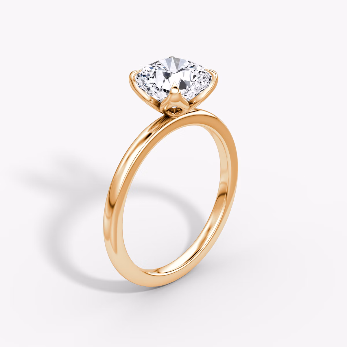 The Classic Petal | Cushion | 14k | Rose Gold | bandAccent: Plain | diamondOrientation: vertical | caratWeight: other