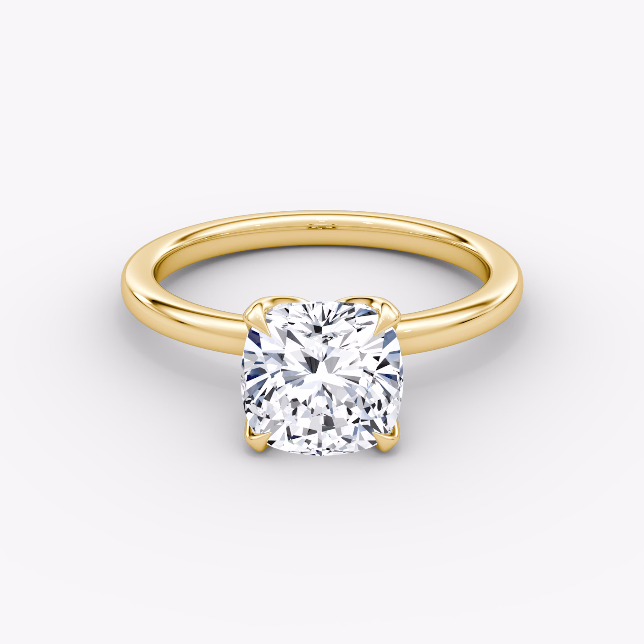 The Classic Petal | Cushion | 18k | Yellow Gold | bandAccent: Plain | diamondOrientation: vertical | caratWeight: other
