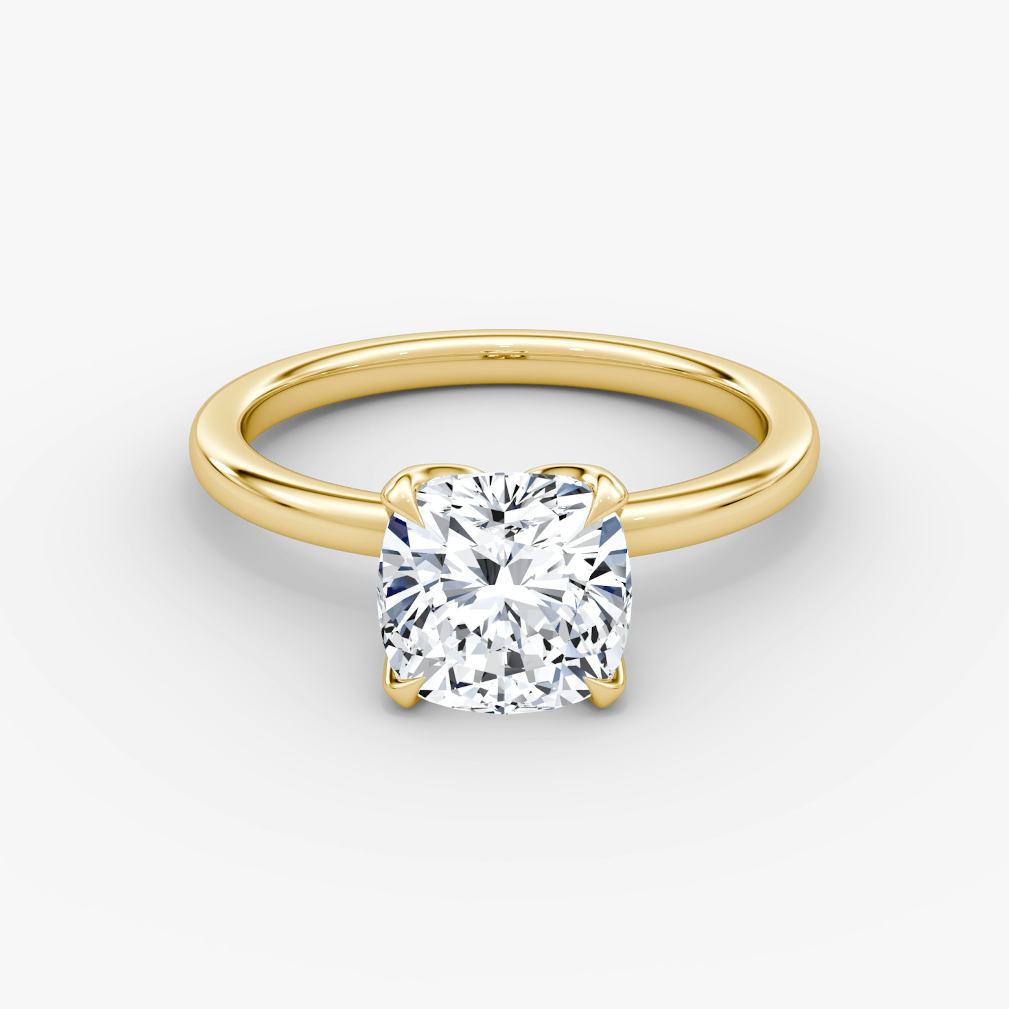 The Classic Petal | Cushion | 18k | Yellow Gold | bandAccent: Plain | diamondOrientation: vertical | caratWeight: other