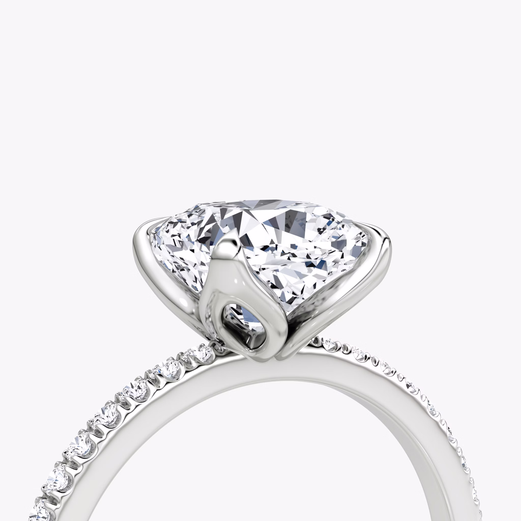 The Classic Petal | Cushion | Platinum | bandAccent: Pavé | diamondOrientation: vertical | caratWeight: other