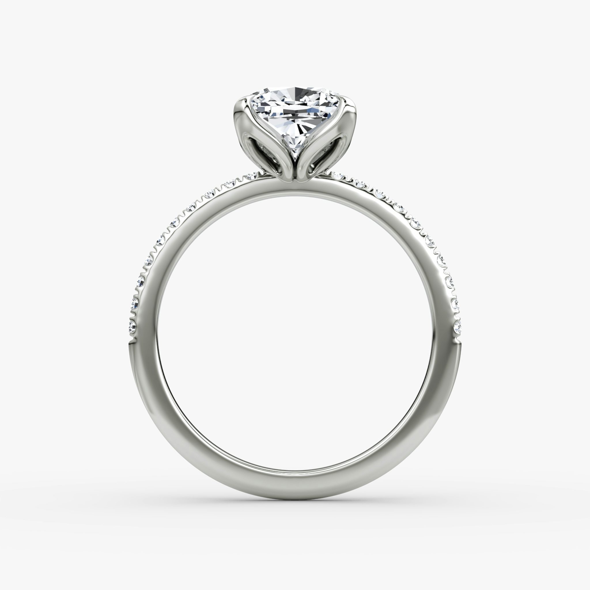 The Classic Petal | Cushion | Platinum | bandAccent: Pavé | diamondOrientation: vertical | caratWeight: other