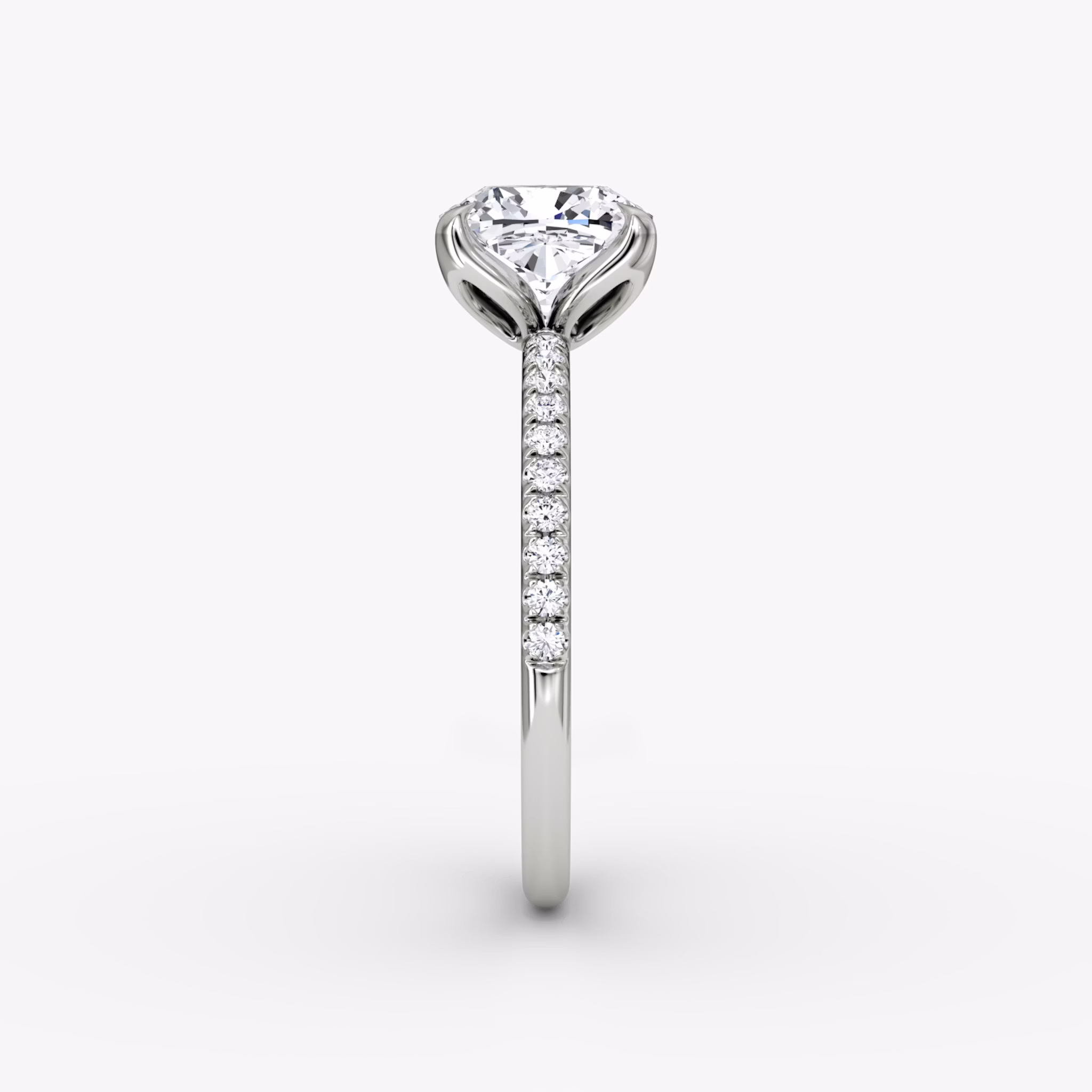 The Classic Petal | Cushion | Platinum | bandAccent: Pavé | diamondOrientation: vertical | caratWeight: other