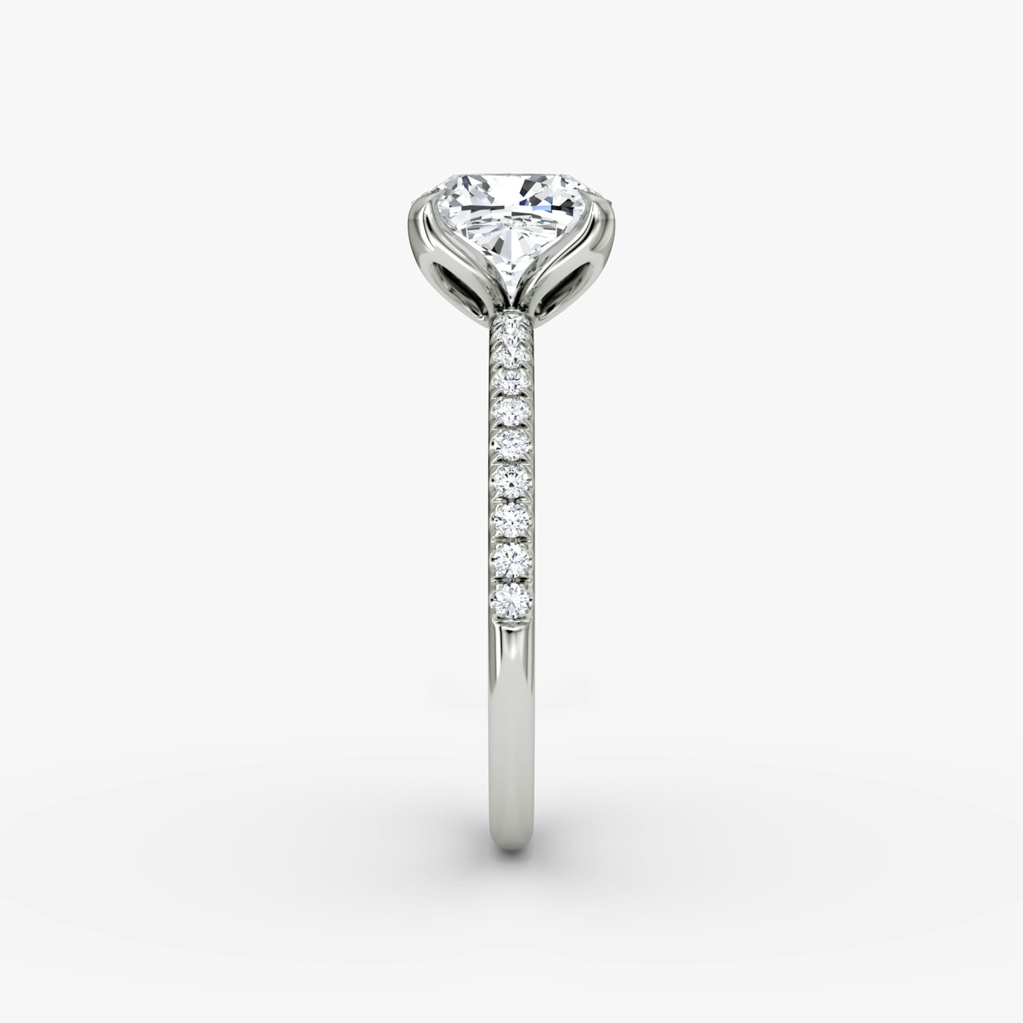 The Classic Petal | Cushion | Platinum | bandAccent: Pavé | diamondOrientation: vertical | caratWeight: other