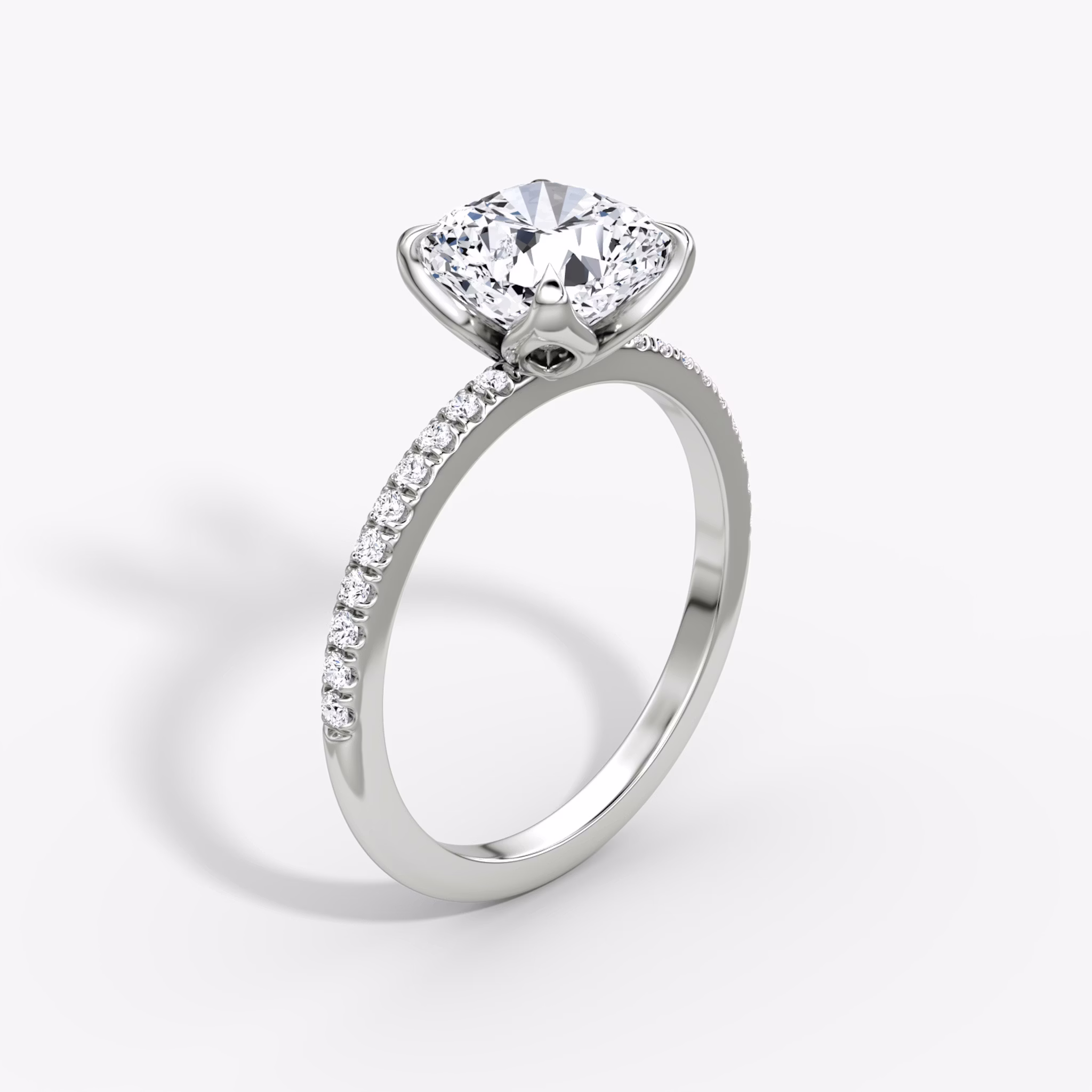 The Classic Petal | Cushion | Platinum | bandAccent: Pavé | diamondOrientation: vertical | caratWeight: other