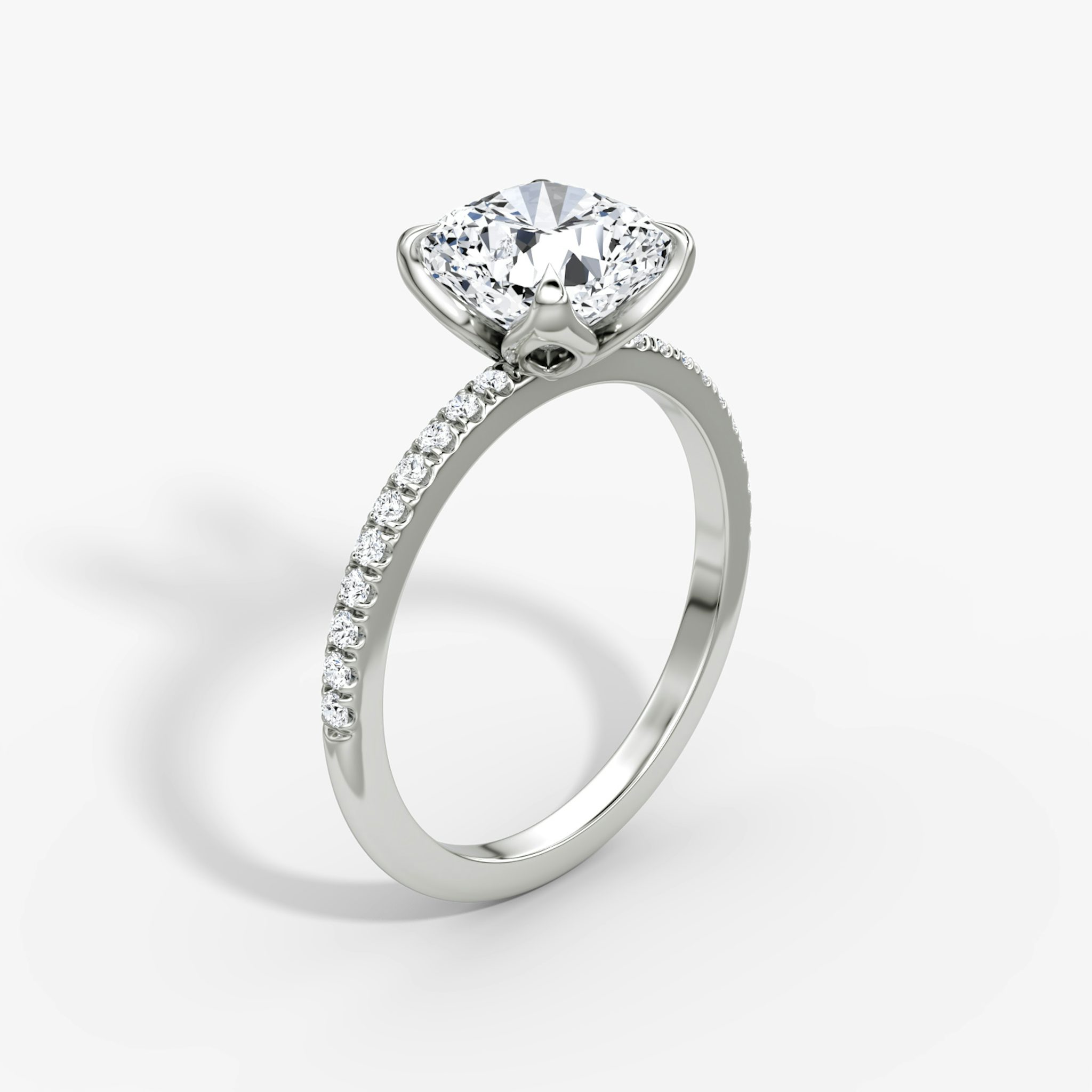 The Classic Petal | Cushion | Platinum | bandAccent: Pavé | diamondOrientation: vertical | caratWeight: other
