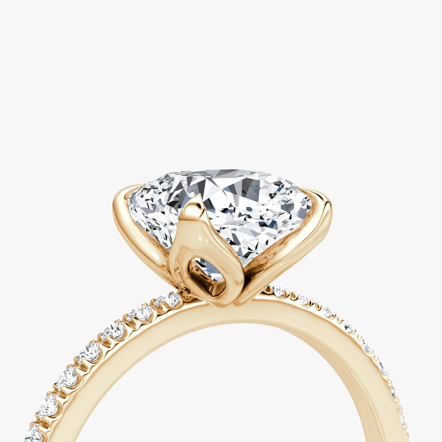 The Classic Petal | Cushion | 14k | Rose Gold | bandAccent: Pavé | diamondOrientation: vertical | caratWeight: other