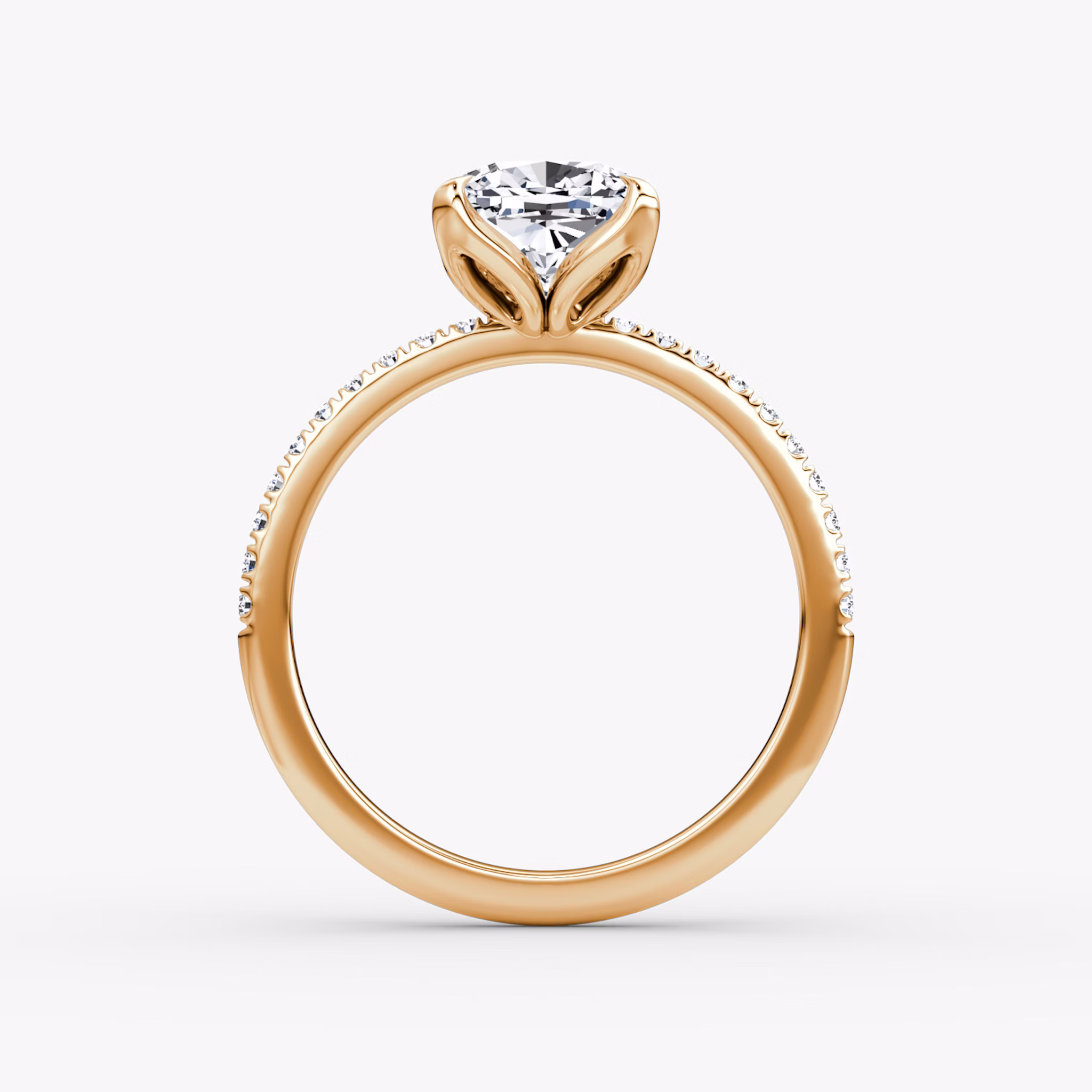 The Classic Petal | Cushion | 14k | Rose Gold | bandAccent: Pavé | diamondOrientation: vertical | caratWeight: other