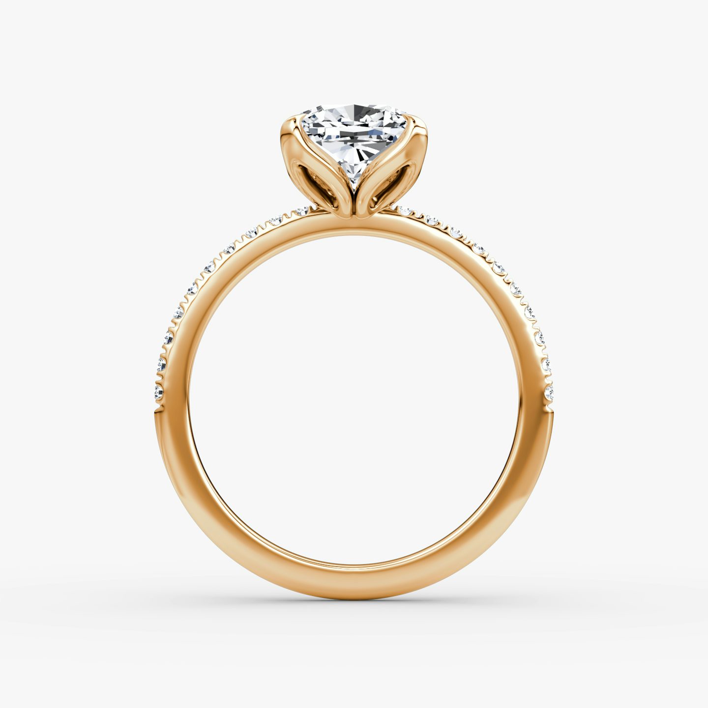 The Classic Petal | Cushion | 14k | Rose Gold | bandAccent: Pavé | diamondOrientation: vertical | caratWeight: other