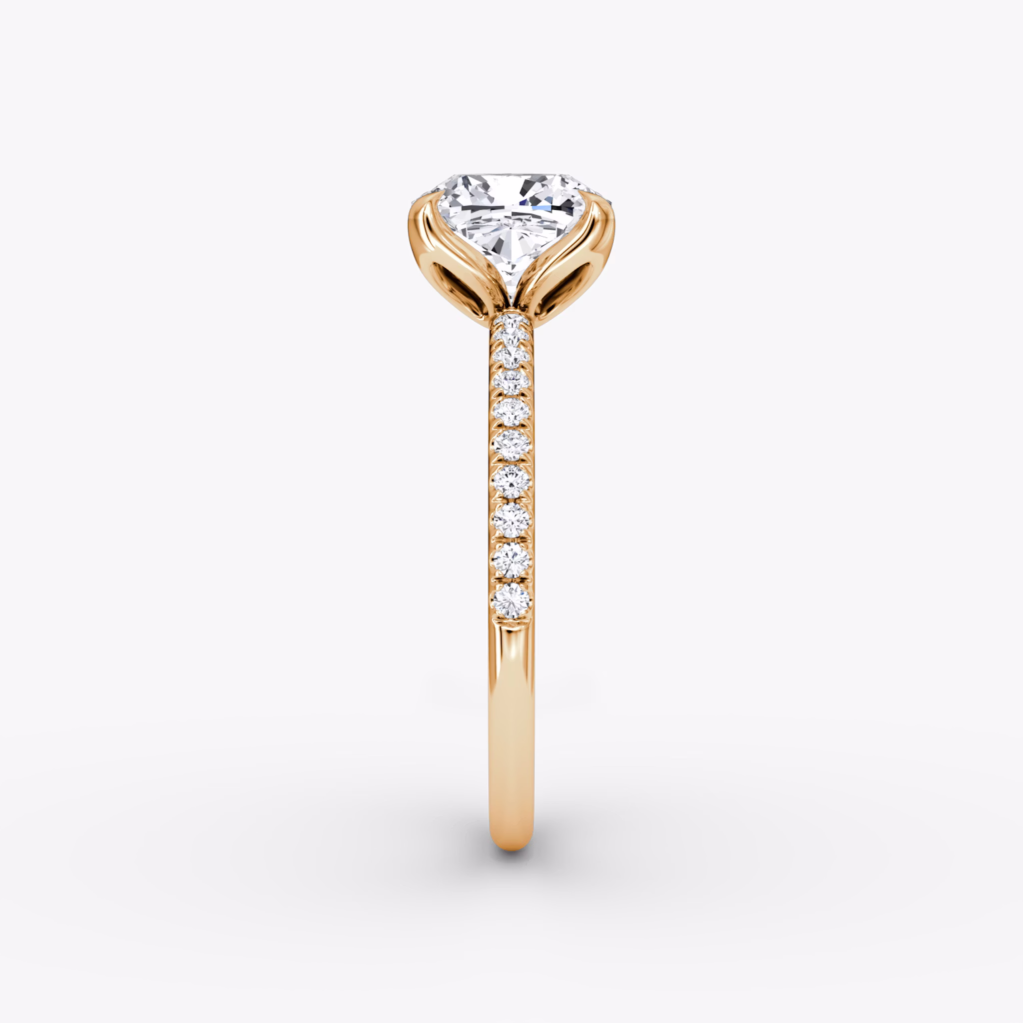 The Classic Petal | Cushion | 14k | Rose Gold | bandAccent: Pavé | diamondOrientation: vertical | caratWeight: other