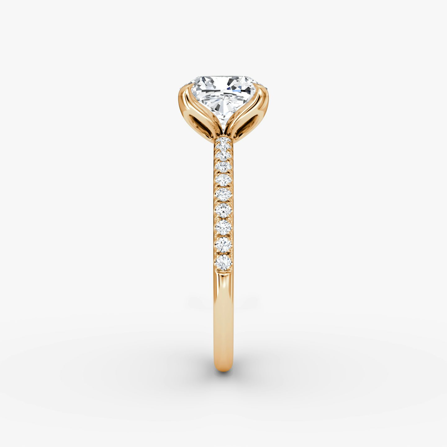 The Classic Petal | Cushion | 14k | Rose Gold | bandAccent: Pavé | diamondOrientation: vertical | caratWeight: other