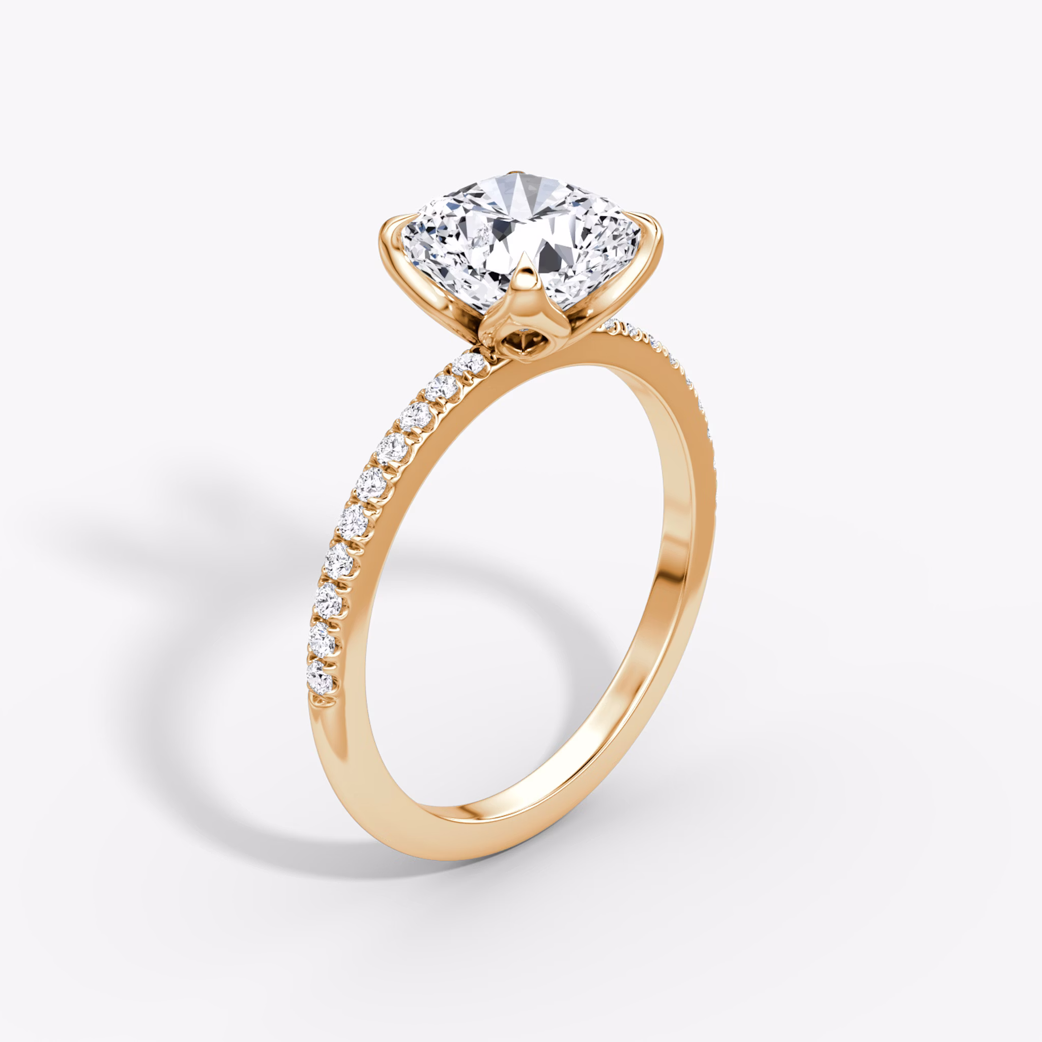 The Classic Petal | Cushion | 14k | Rose Gold | bandAccent: Pavé | diamondOrientation: vertical | caratWeight: other