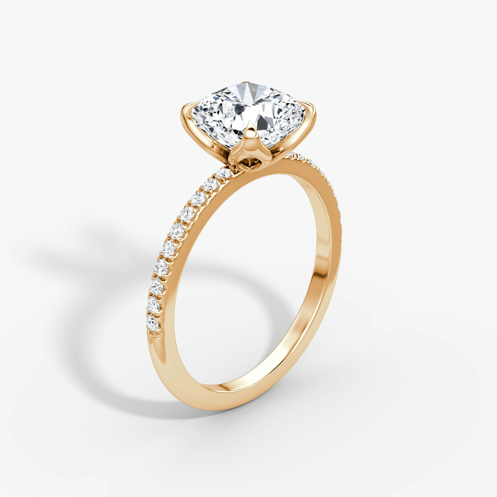 The Classic Petal | Cushion | 14k | Rose Gold | bandAccent: Pavé | diamondOrientation: vertical | caratWeight: other