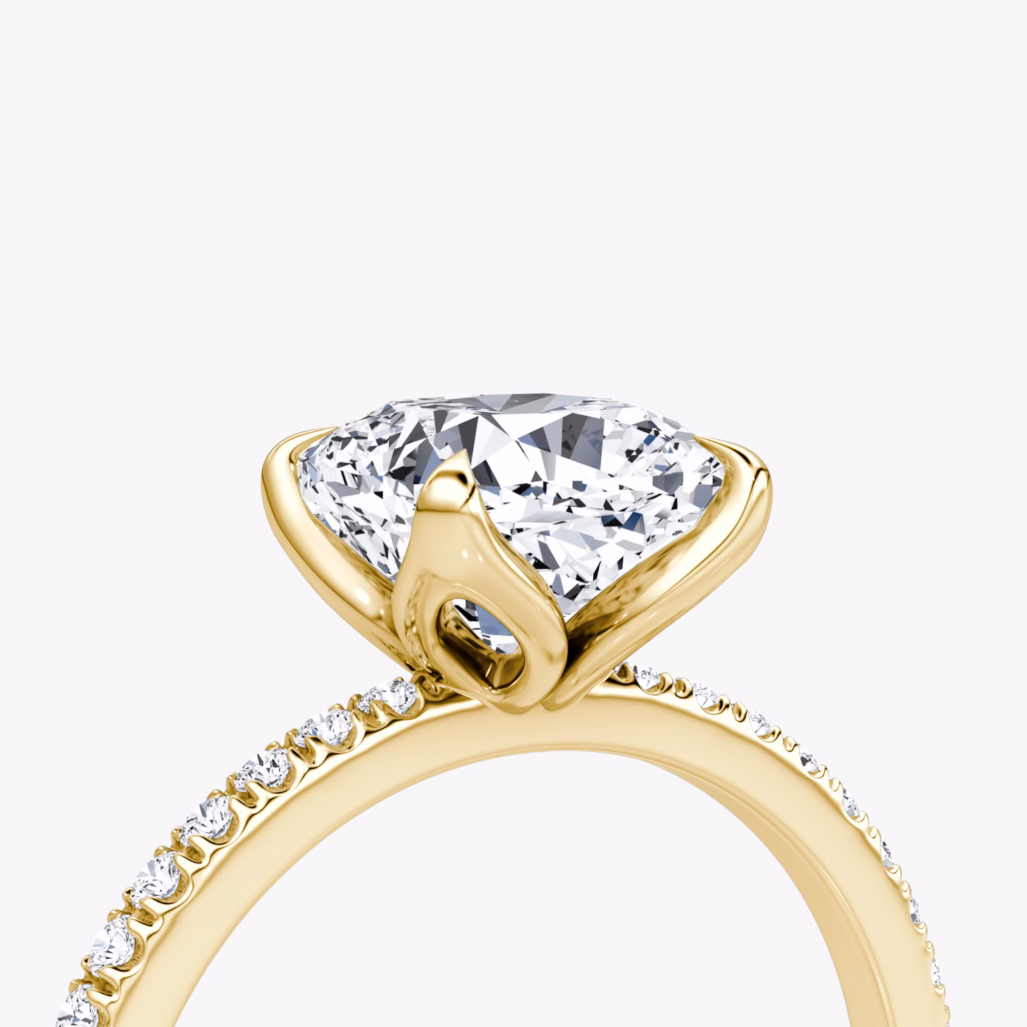 The Classic Petal | Cushion | 18k | Yellow Gold | bandAccent: Pavé | diamondOrientation: vertical | caratWeight: other