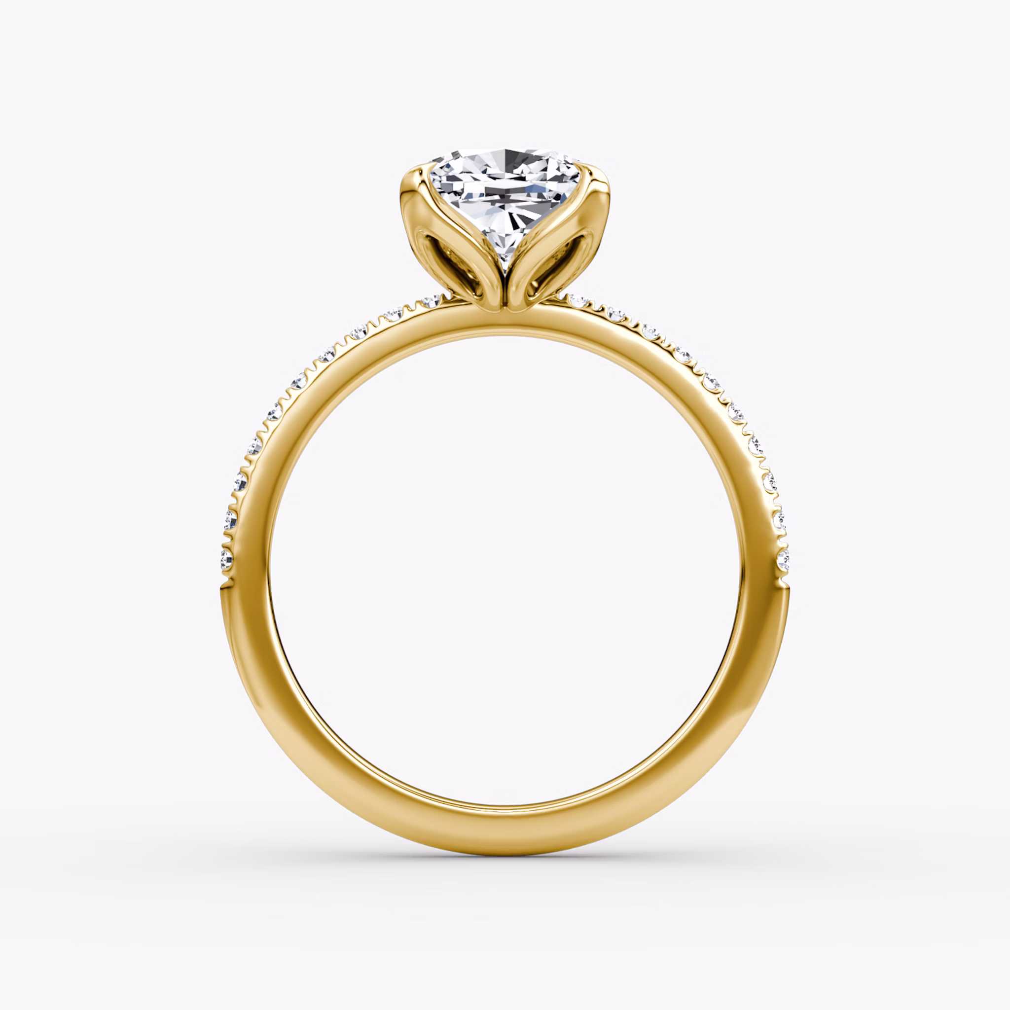 The Classic Petal | Cushion | 18k | Yellow Gold | bandAccent: Pavé | diamondOrientation: vertical | caratWeight: other