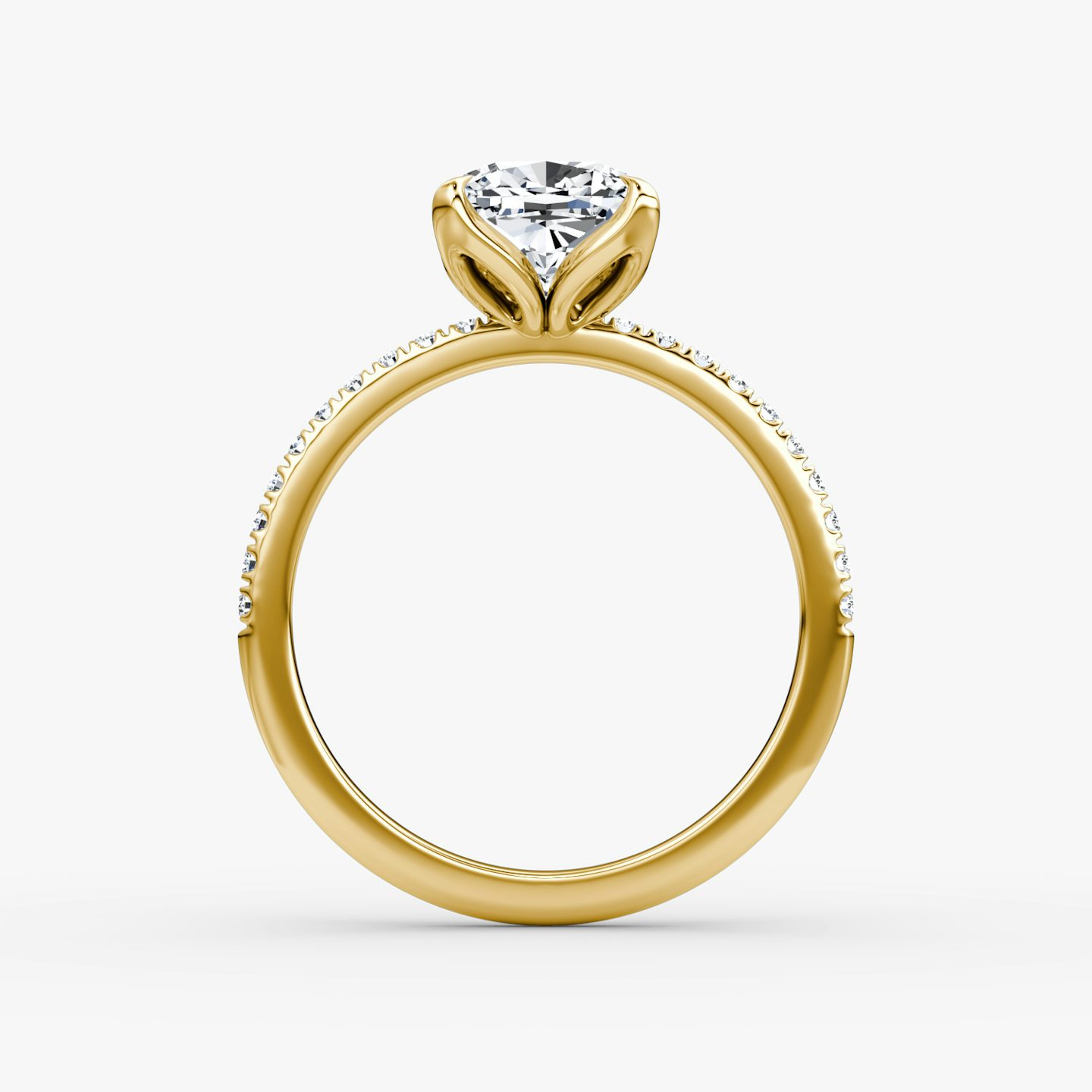 The Classic Petal | Cushion | 18k | Yellow Gold | bandAccent: Pavé | diamondOrientation: vertical | caratWeight: other