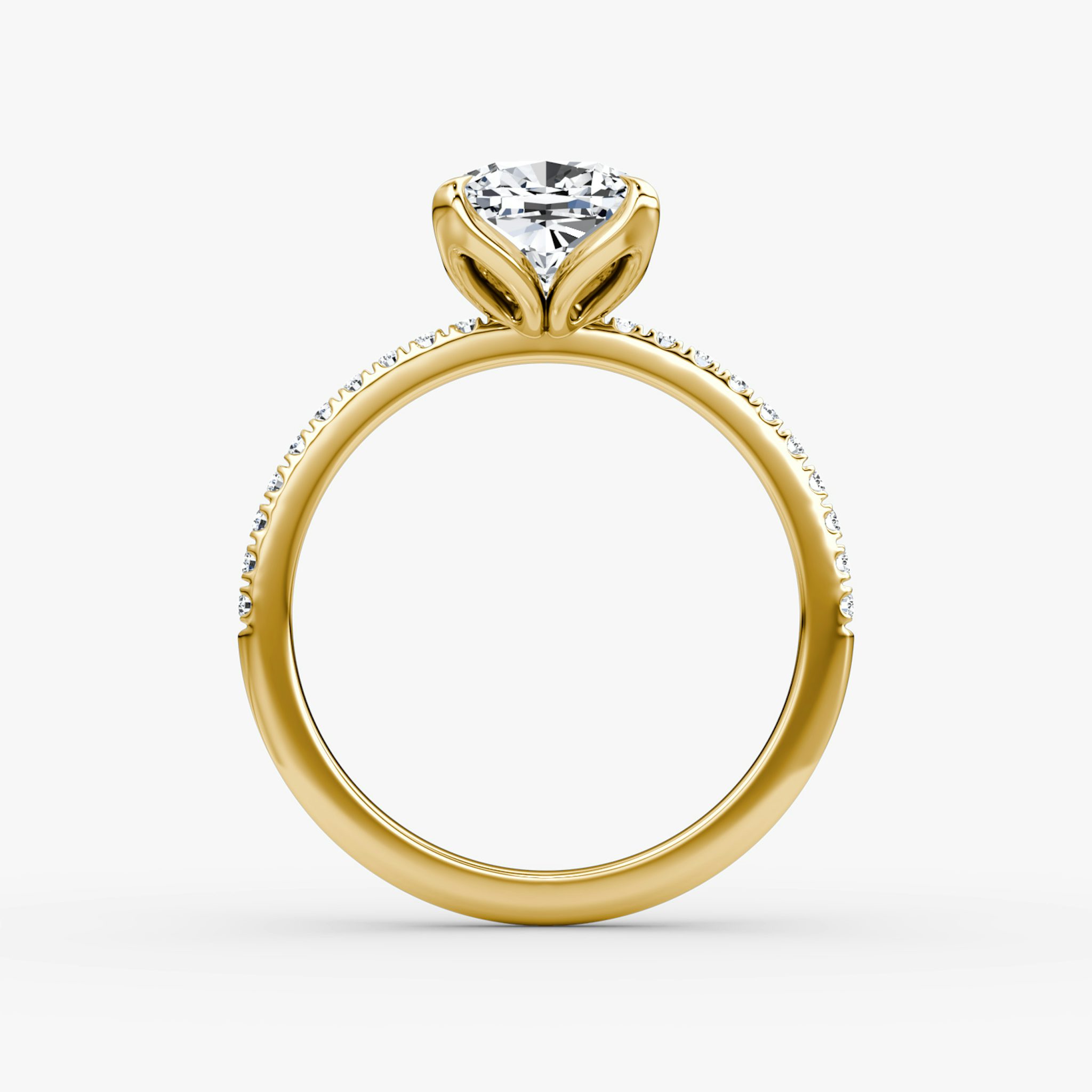 The Classic Petal | Cushion | 18k | Yellow Gold | bandAccent: Pavé | diamondOrientation: vertical | caratWeight: other
