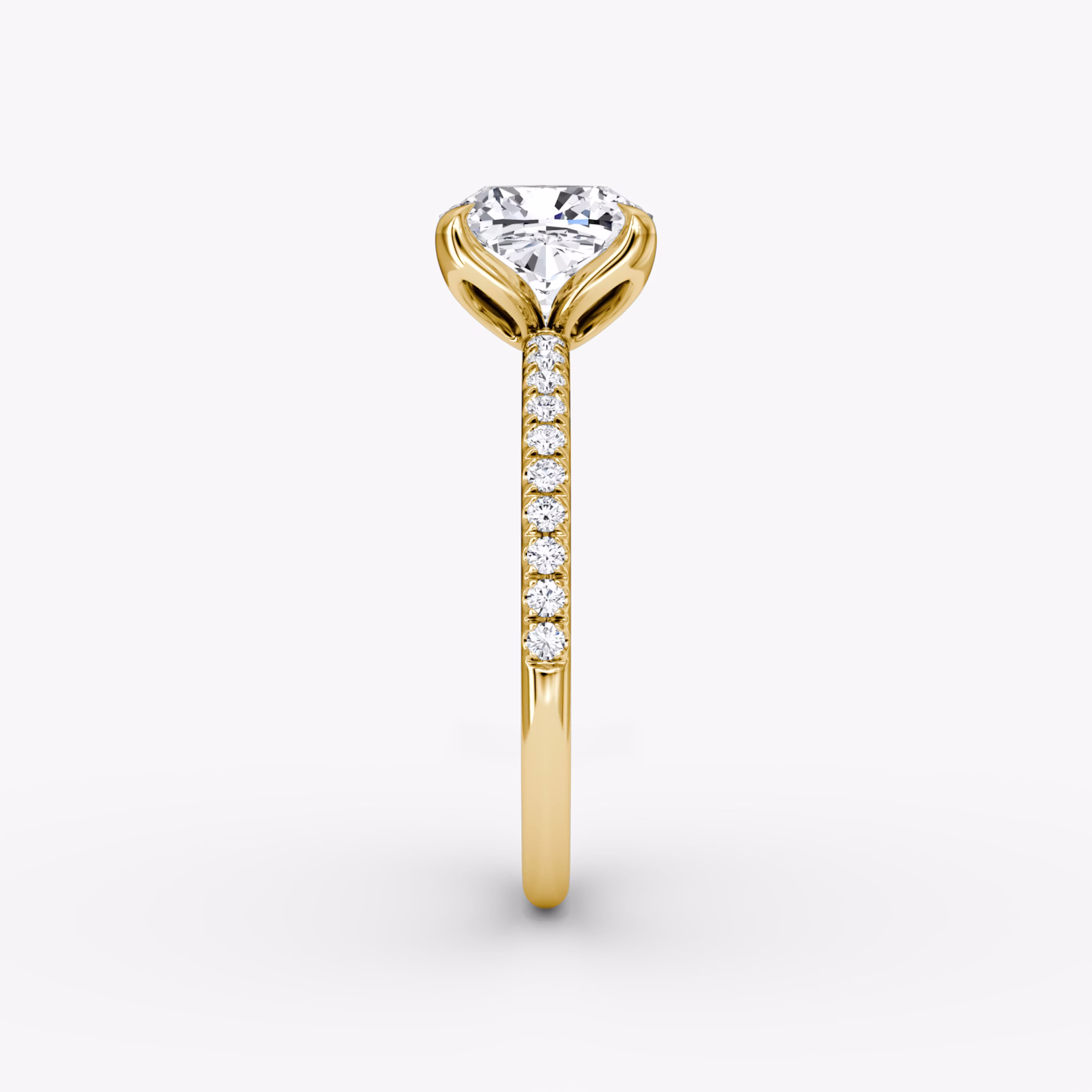 The Classic Petal | Cushion | 18k | Yellow Gold | bandAccent: Pavé | diamondOrientation: vertical | caratWeight: other