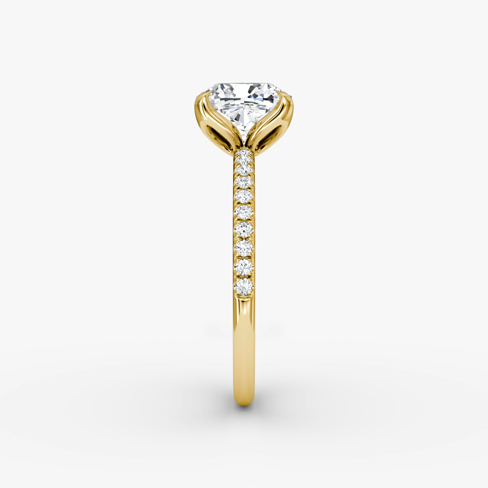 The Classic Petal | Cushion | 18k | Yellow Gold | bandAccent: Pavé | diamondOrientation: vertical | caratWeight: other