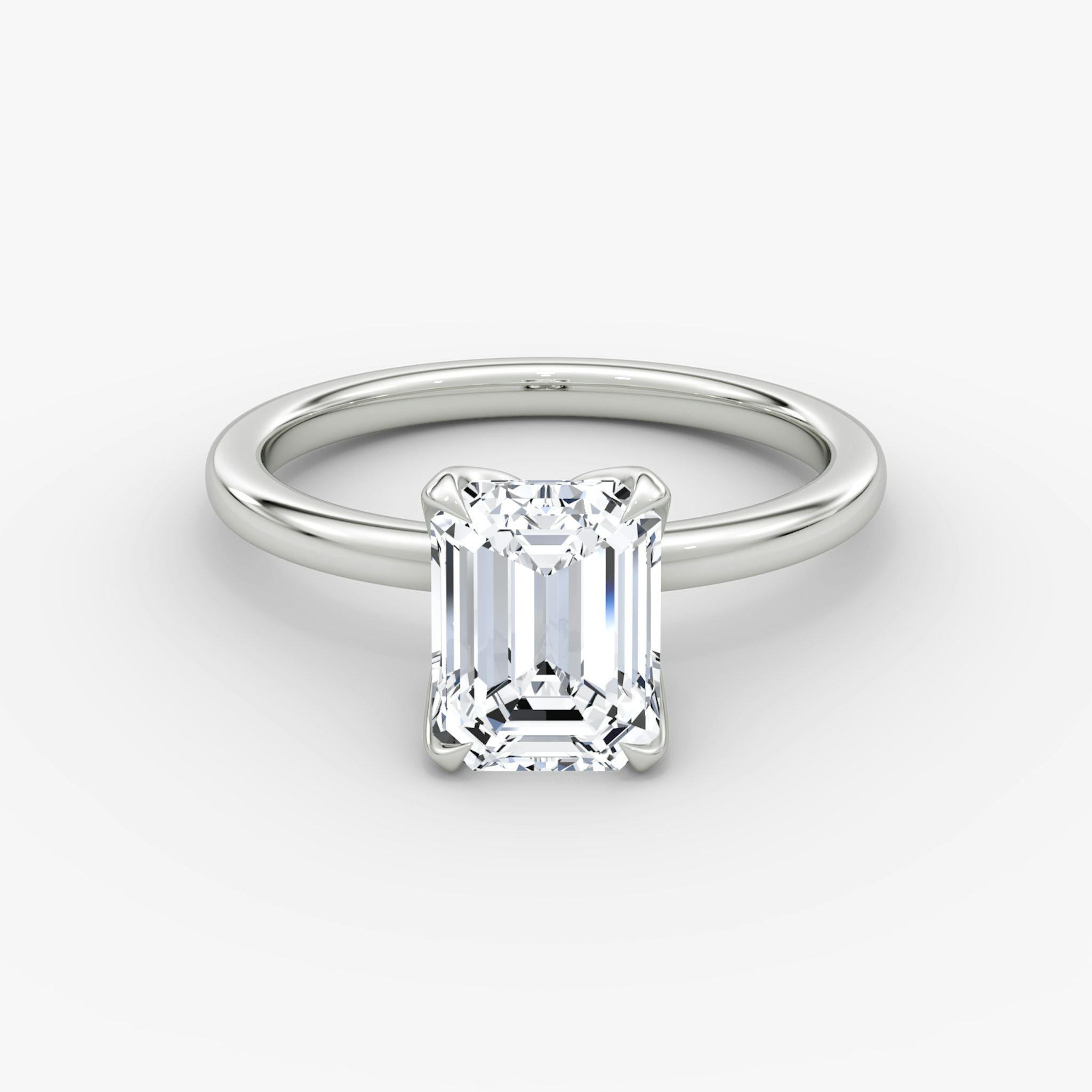 The Classic Petal | Emerald | Platinum | bandAccent: Plain | diamondOrientation: vertical | caratWeight: other