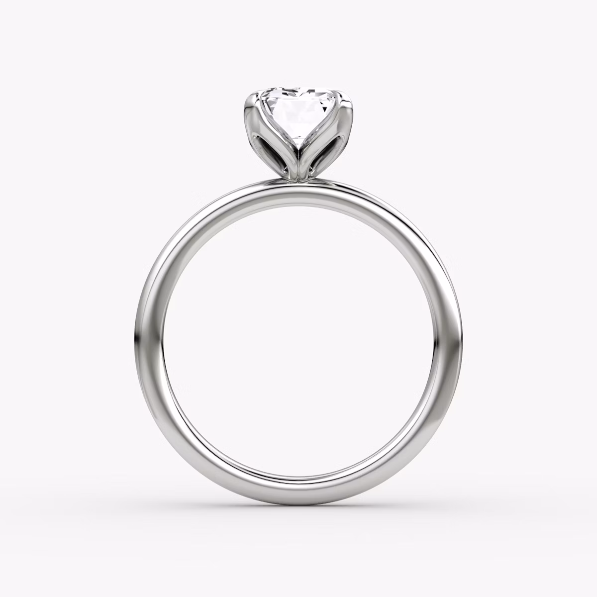 The Classic Petal | Emerald | 18k | White Gold | bandAccent: Plain | diamondOrientation: vertical | caratWeight: other