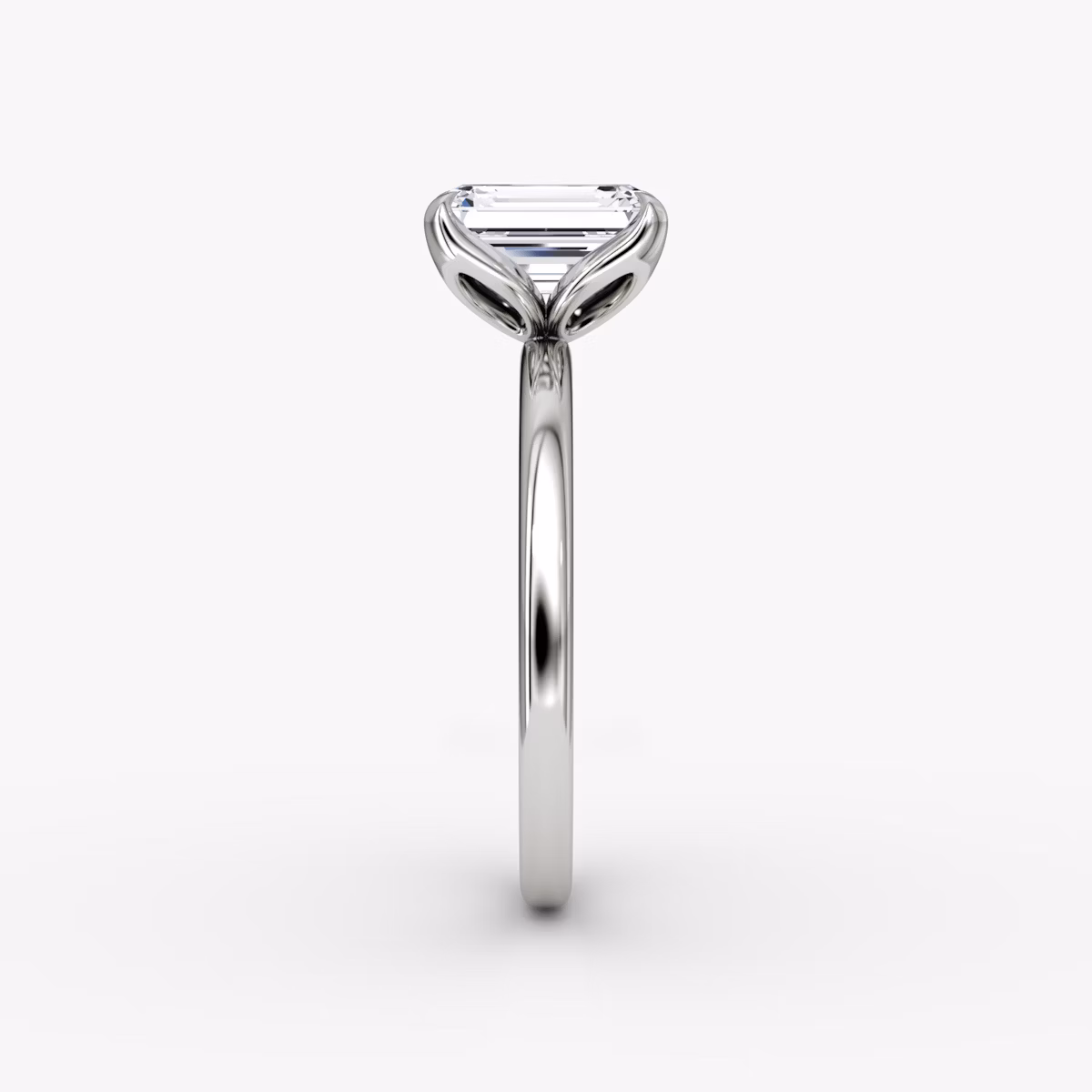 The Classic Petal | Emerald | 18k | White Gold | bandAccent: Plain | diamondOrientation: vertical | caratWeight: other