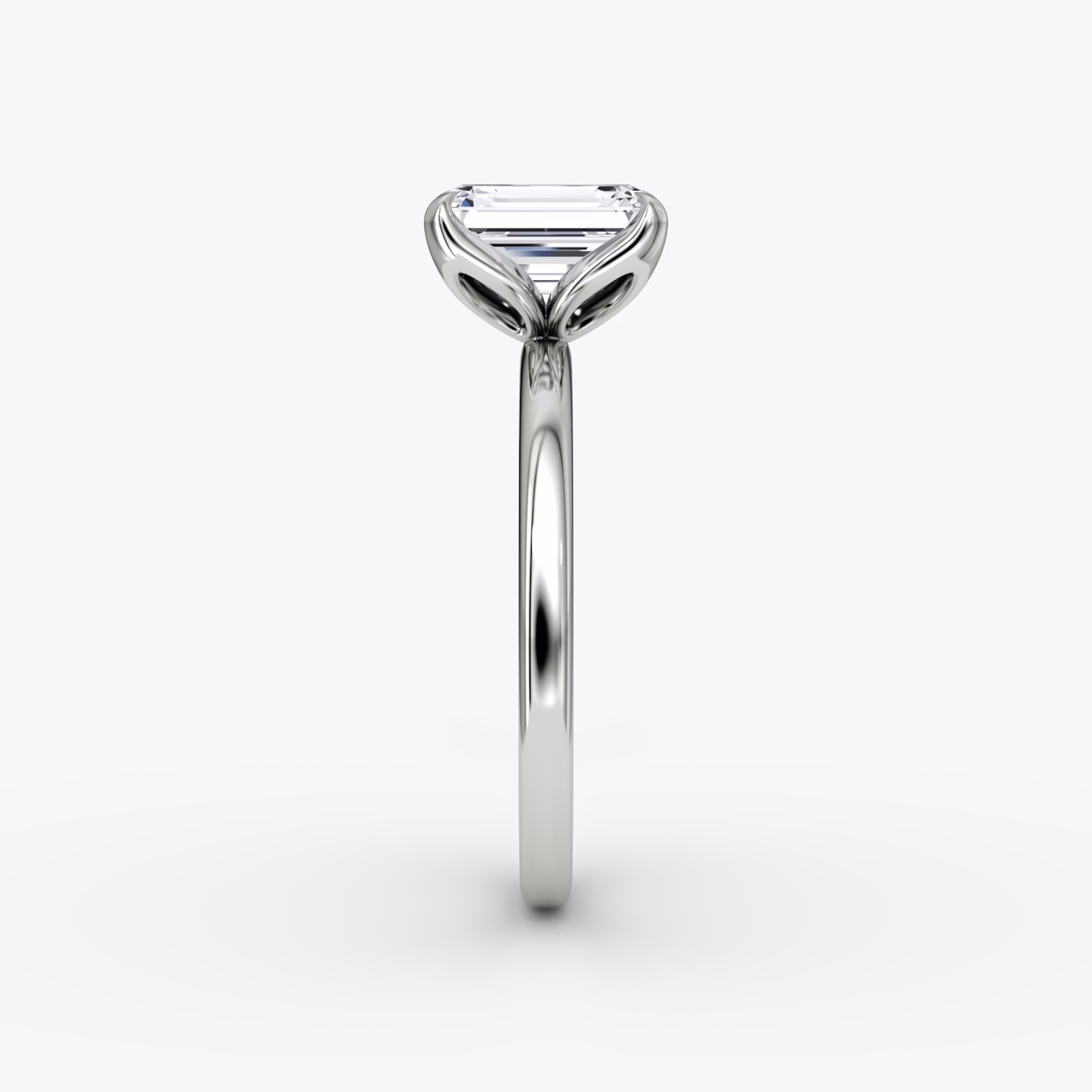The Classic Petal | Emerald | Platinum | bandAccent: Plain | diamondOrientation: vertical | caratWeight: other