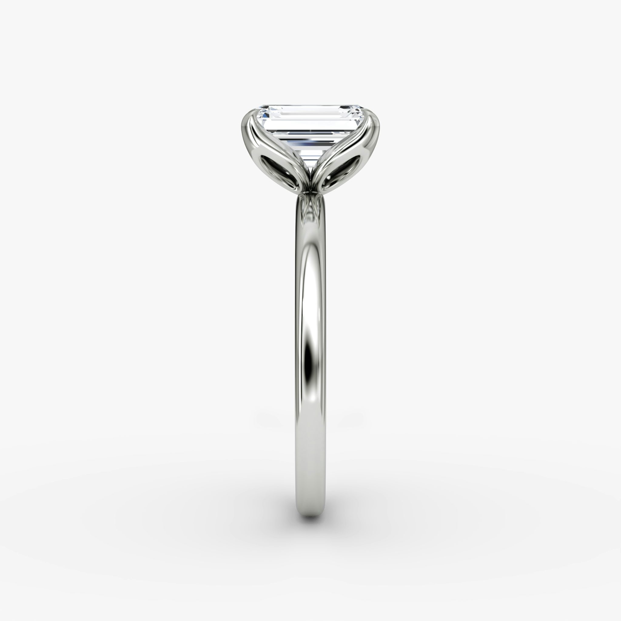 The Classic Petal | Emerald | Platinum | bandAccent: Plain | diamondOrientation: vertical | caratWeight: other