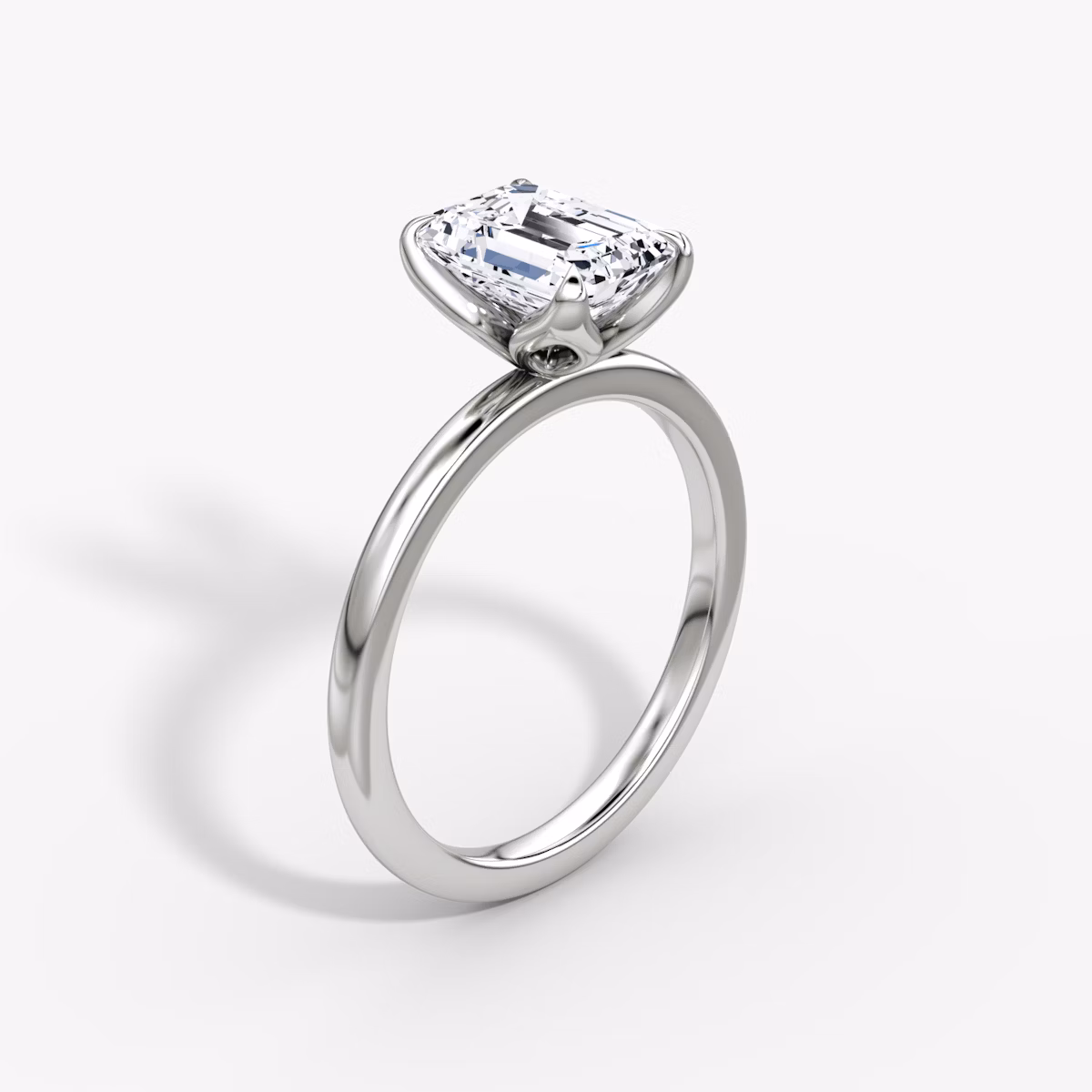 The Classic Petal | Emerald | 18k | White Gold | bandAccent: Plain | diamondOrientation: vertical | caratWeight: other