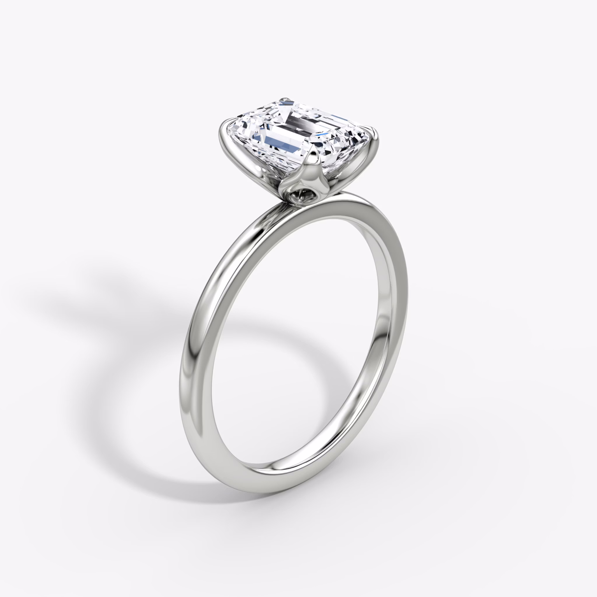 The Classic Petal | Emerald | Platinum | bandAccent: Plain | diamondOrientation: vertical | caratWeight: other