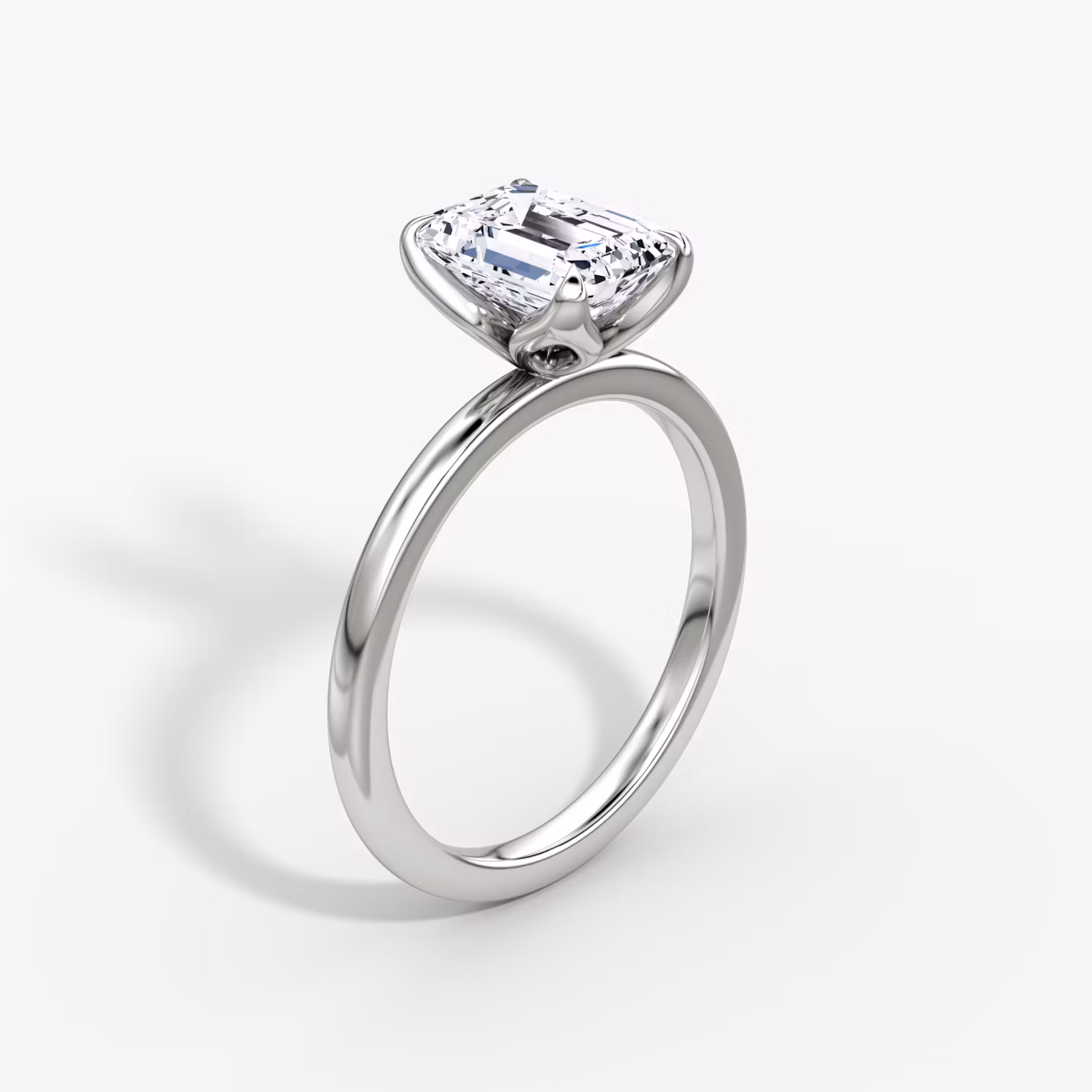 Classic Petal | Esmeralda | 18k | Oro blanco | bandAccent: Simple | diamondOrientation: vertical | caratWeight: other