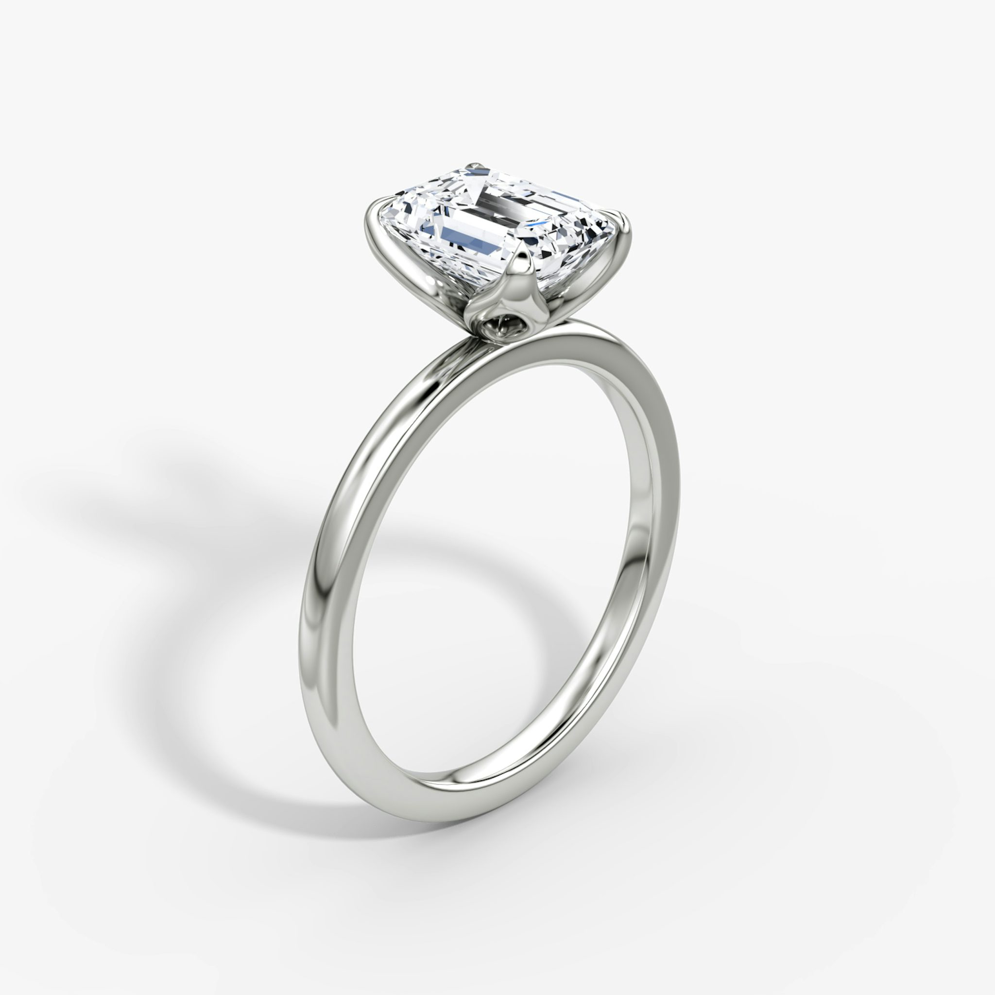 The Classic Petal | Emerald | Platinum | bandAccent: Plain | diamondOrientation: vertical | caratWeight: other