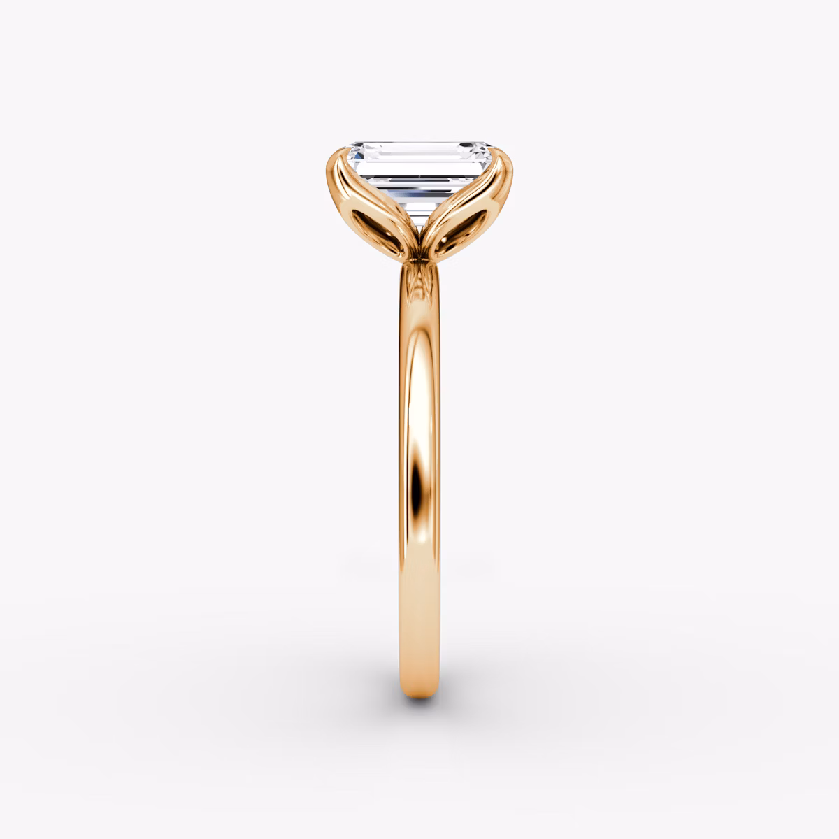 The Classic Petal | Emerald | 14k | Rose Gold | bandAccent: Plain | diamondOrientation: vertical | caratWeight: other
