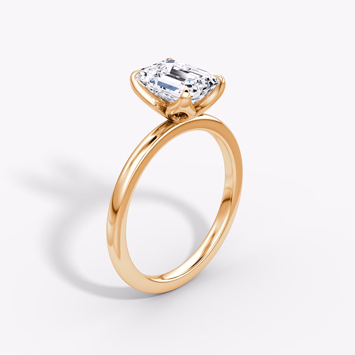 The Classic Petal | Emerald | 14k | Rose Gold | bandAccent: Plain | diamondOrientation: vertical | caratWeight: other