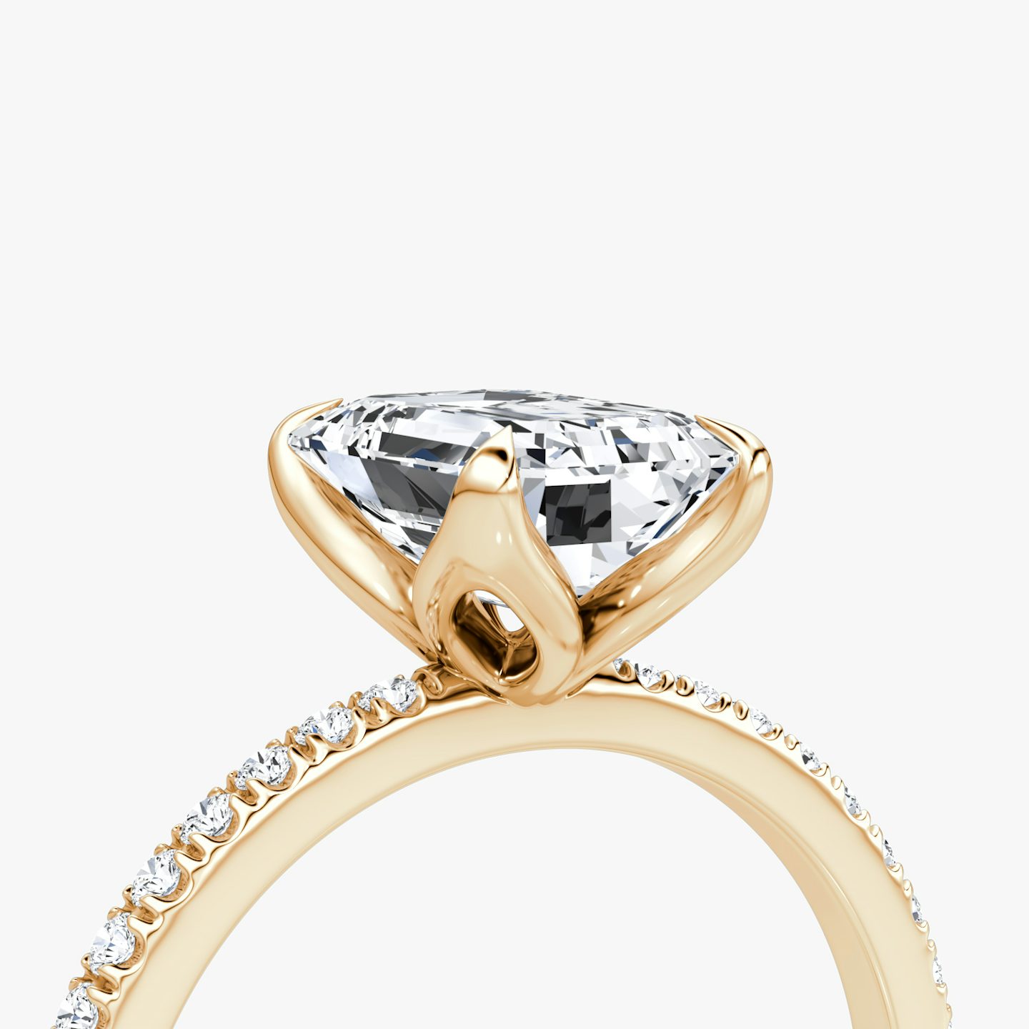 The Classic Petal | Emerald | 14k | Rose Gold | bandAccent: Pavé | diamondOrientation: vertical | caratWeight: other