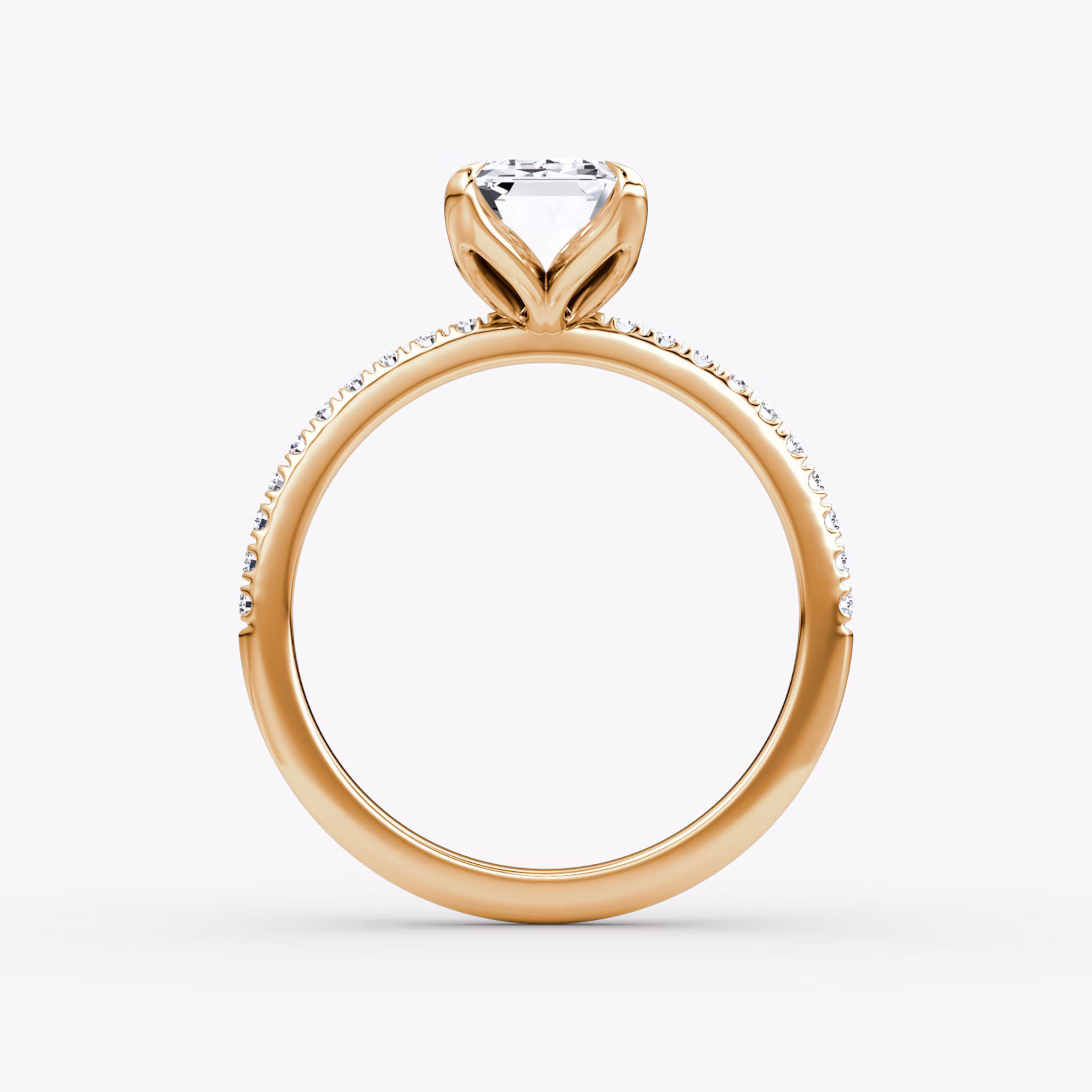 The Classic Petal | Emerald | 14k | Rose Gold | bandAccent: Pavé | diamondOrientation: vertical | caratWeight: other
