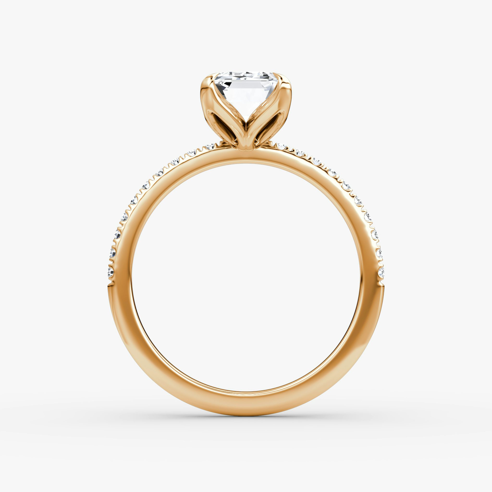 The Classic Petal | Emerald | 14k | Rose Gold | bandAccent: Pavé | diamondOrientation: vertical | caratWeight: other