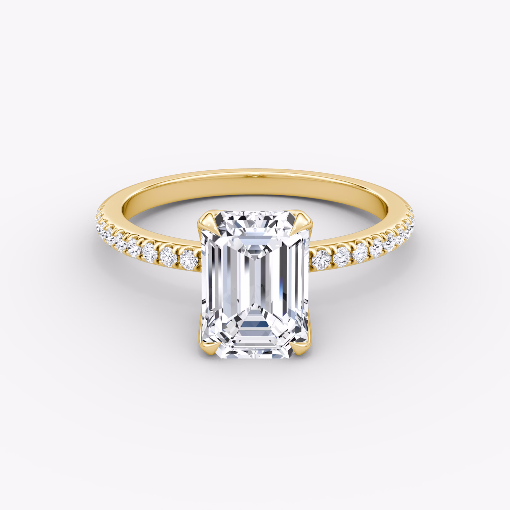 The Classic Petal | Emerald | 18k | Yellow Gold | bandAccent: Pavé | diamondOrientation: vertical | caratWeight: other