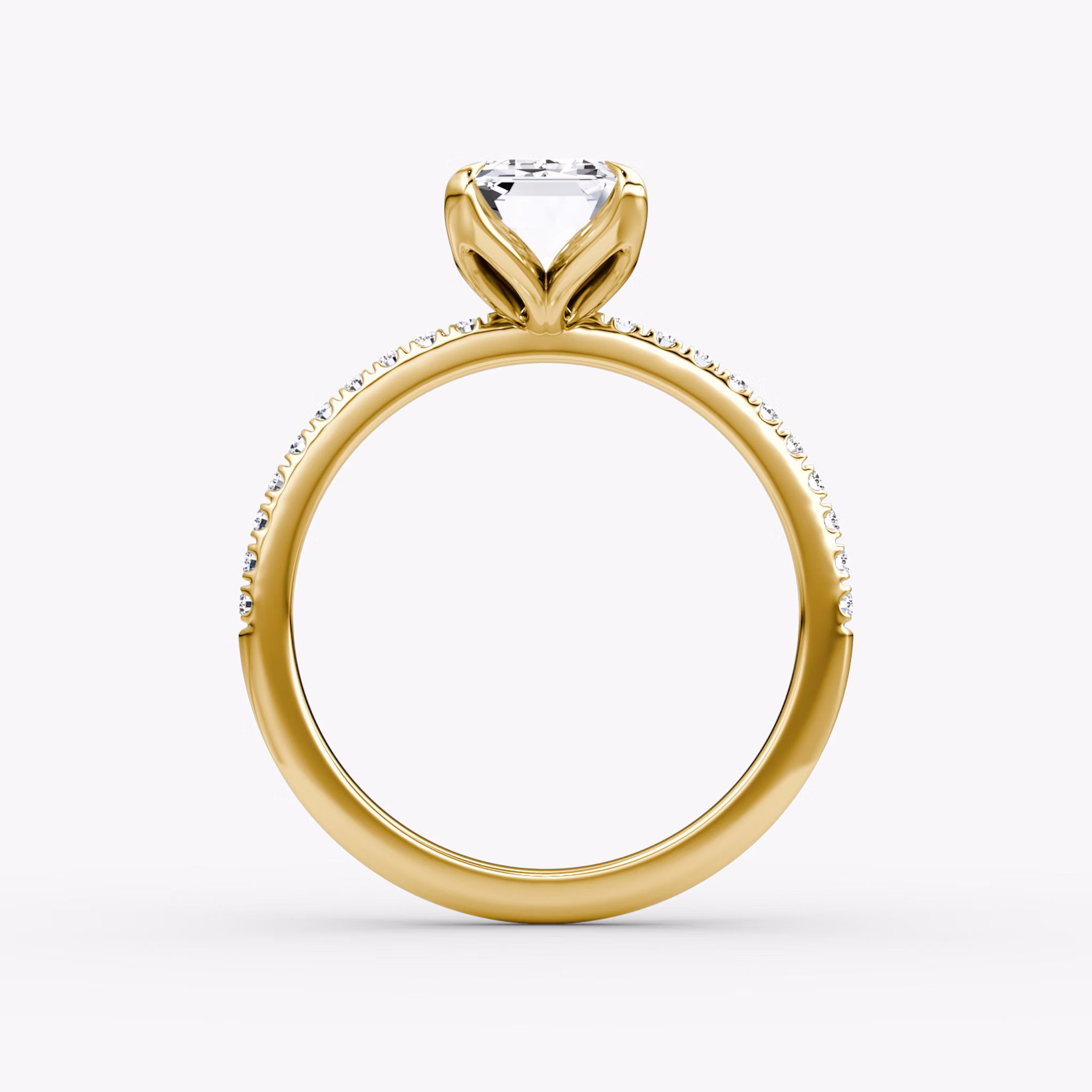 The Classic Petal | Emerald | 18k | Yellow Gold | bandAccent: Pavé | diamondOrientation: vertical | caratWeight: other