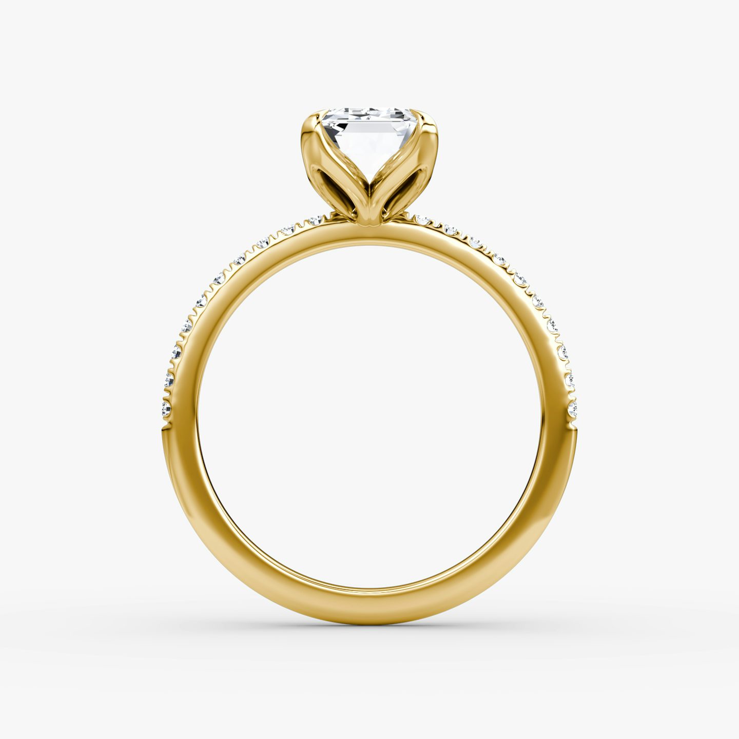 The Classic Petal | Emerald | 18k | Yellow Gold | bandAccent: Pavé | diamondOrientation: vertical | caratWeight: other