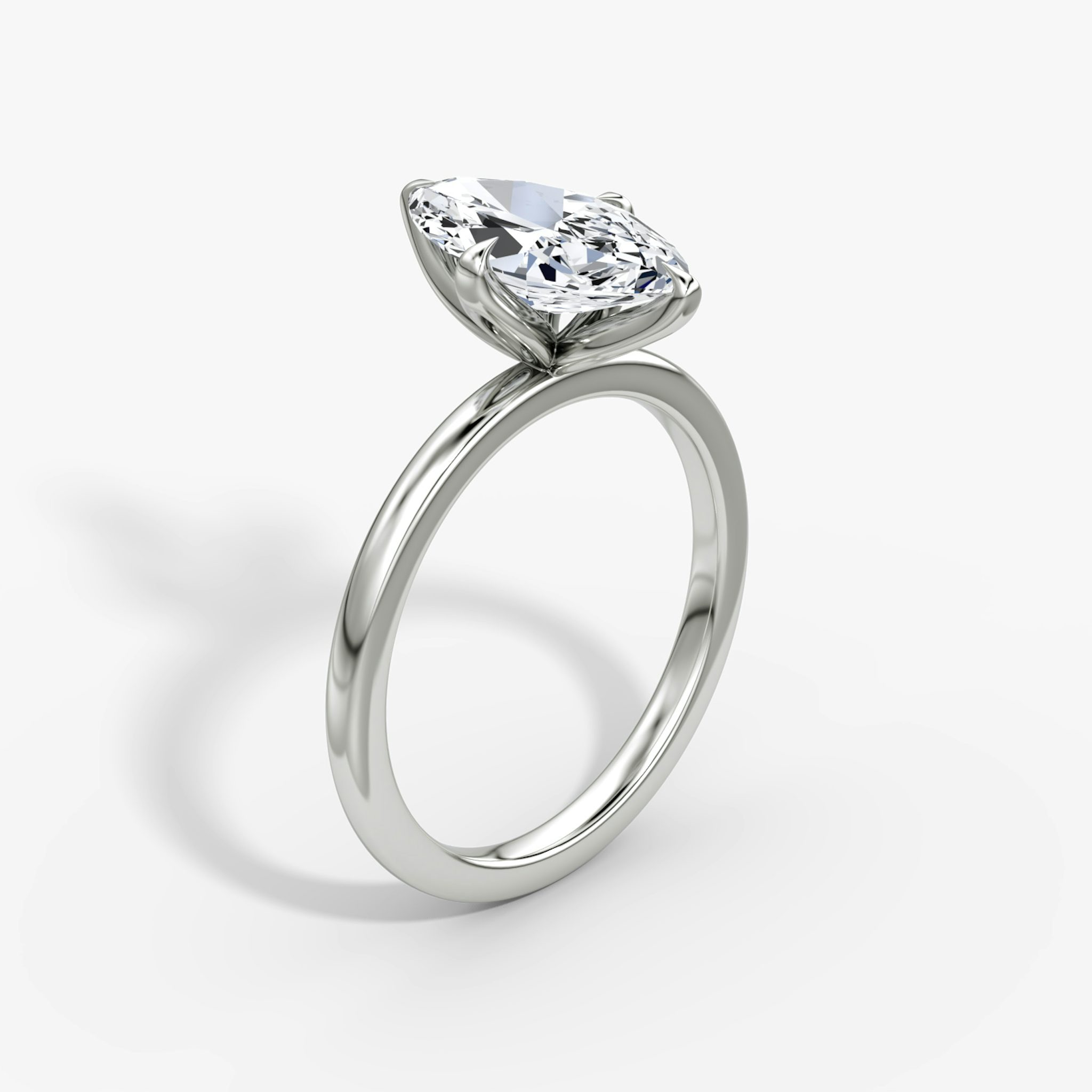 The Classic Petal | Marquise | Platinum | bandAccent: Plain | diamondOrientation: vertical | caratWeight: other