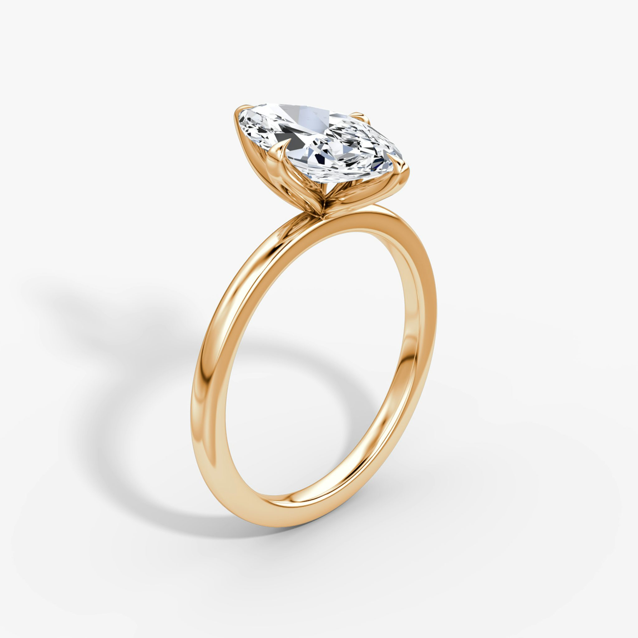 The Classic Petal | Marquise | 14k | Rose Gold | bandAccent: Plain | diamondOrientation: vertical | caratWeight: other