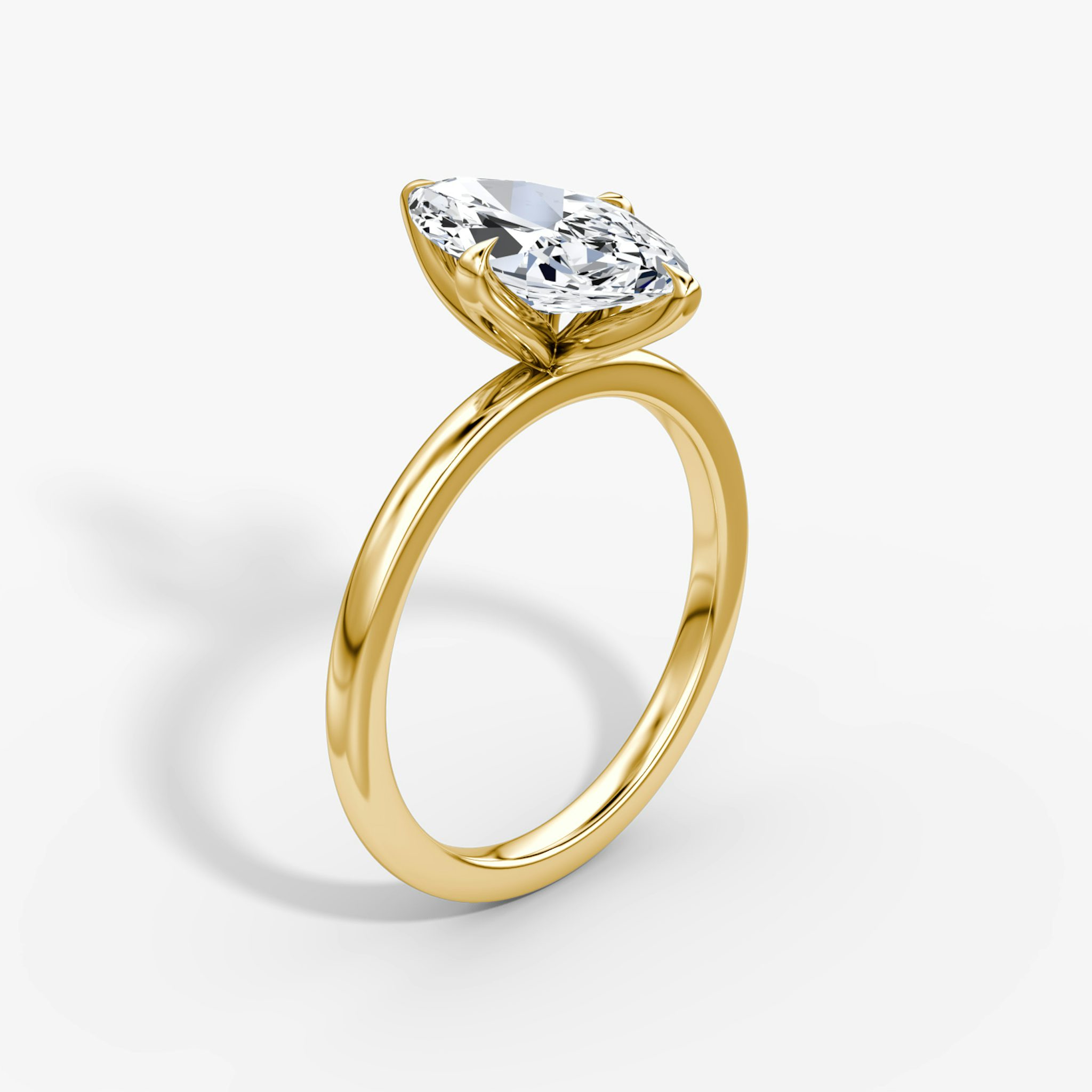 The Classic Petal | Marquise | 18k | Yellow Gold | bandAccent: Plain | diamondOrientation: vertical | caratWeight: other