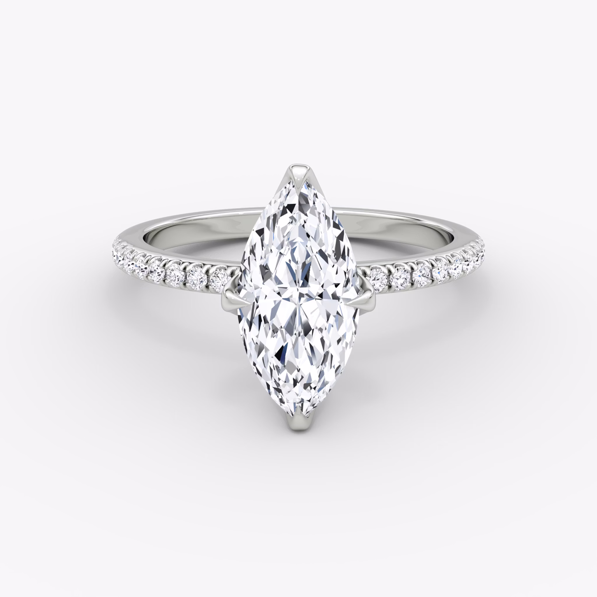 The Classic Petal | Marquise | Platinum | bandAccent: Pavé | diamondOrientation: vertical | caratWeight: other