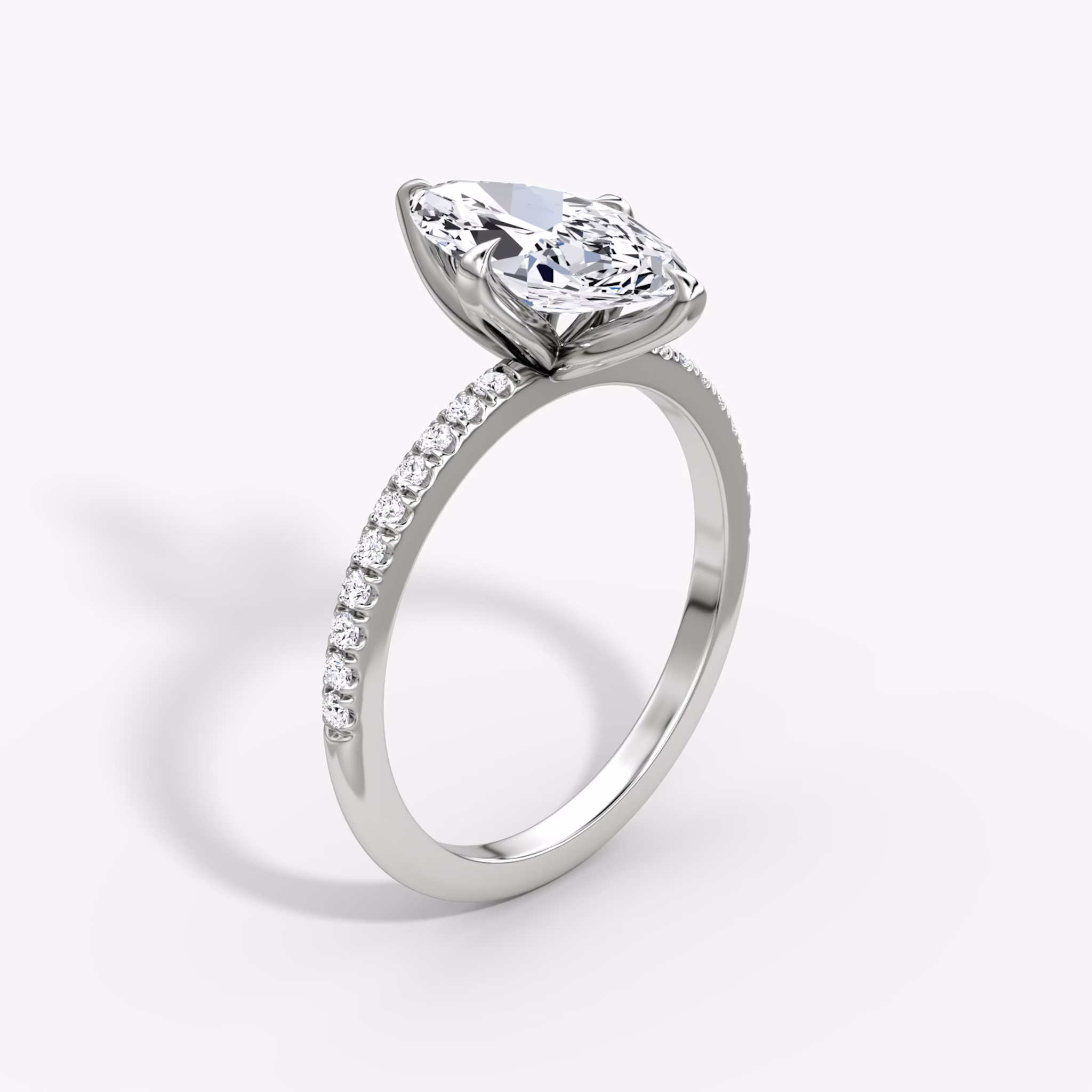 The Classic Petal | Marquise | Platinum | bandAccent: Pavé | diamondOrientation: vertical | caratWeight: other