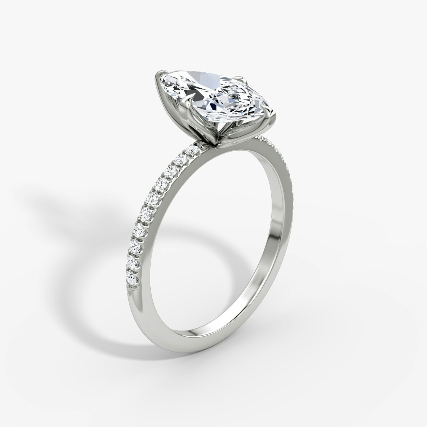 The Classic Petal | Marquise | 18k | White Gold | bandAccent: Pavé | diamondOrientation: vertical | caratWeight: other