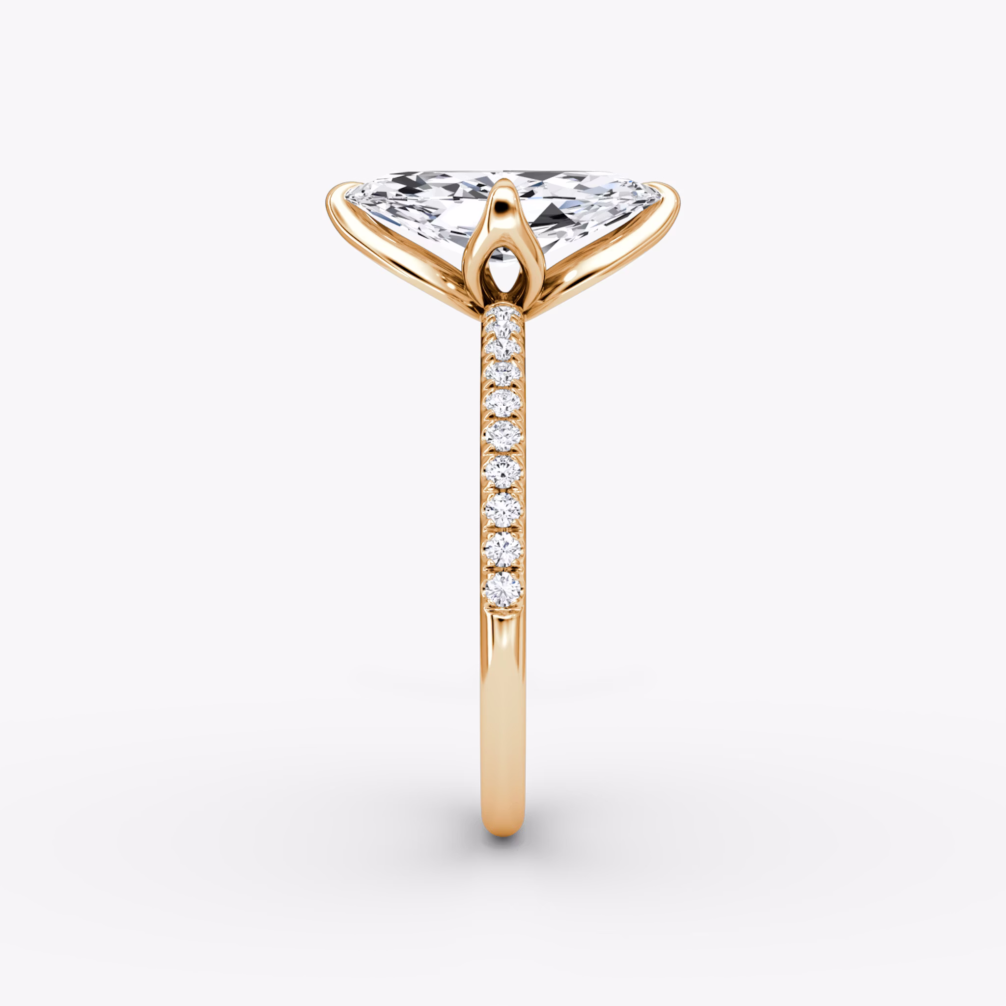 The Classic Petal | Marquise | 14k | Rose Gold | bandAccent: Pavé | diamondOrientation: vertical | caratWeight: other