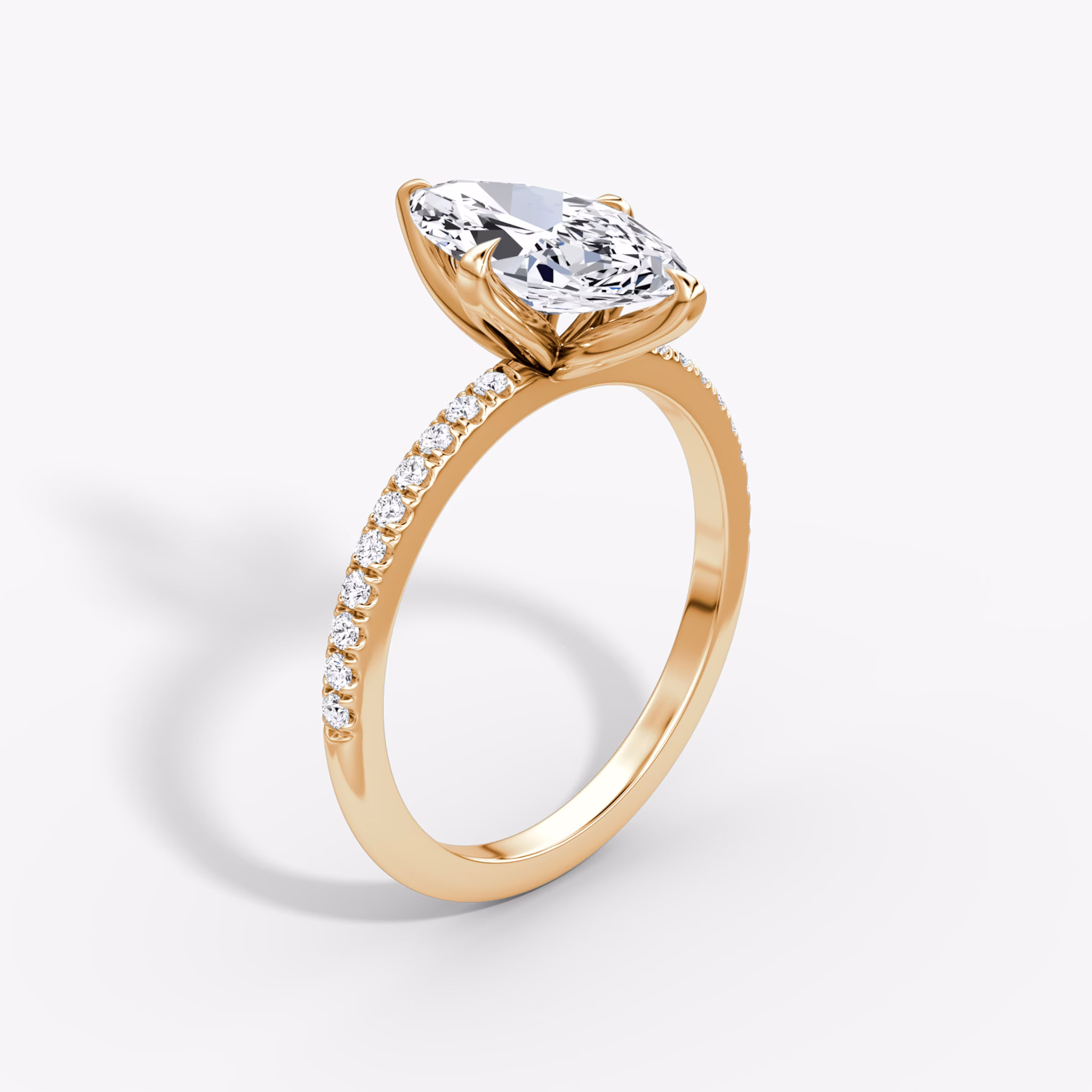 The Classic Petal | Marquise | 14k | Rose Gold | bandAccent: Pavé | diamondOrientation: vertical | caratWeight: other