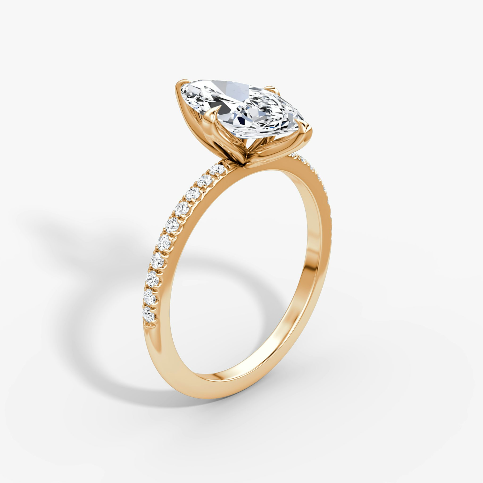 The Classic Petal | Marquise | 14k | Rose Gold | bandAccent: Pavé | diamondOrientation: vertical | caratWeight: other